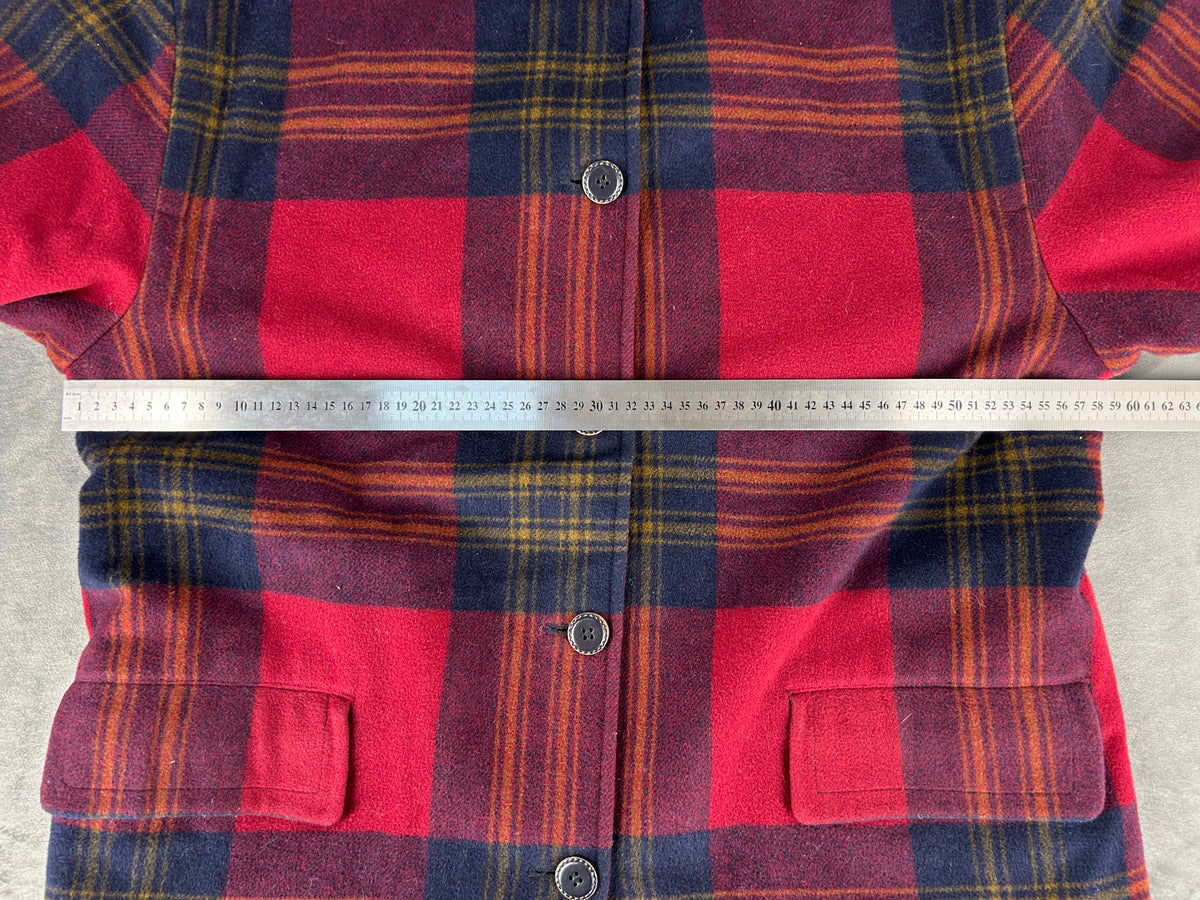 Giacca a quadri in lana rosso e blu vintage – Donna Taglia L