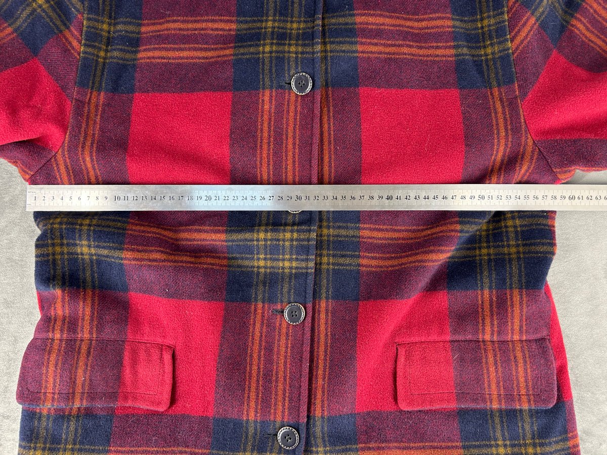 Giacca a quadri in lana rosso e blu vintage – Donna Taglia L