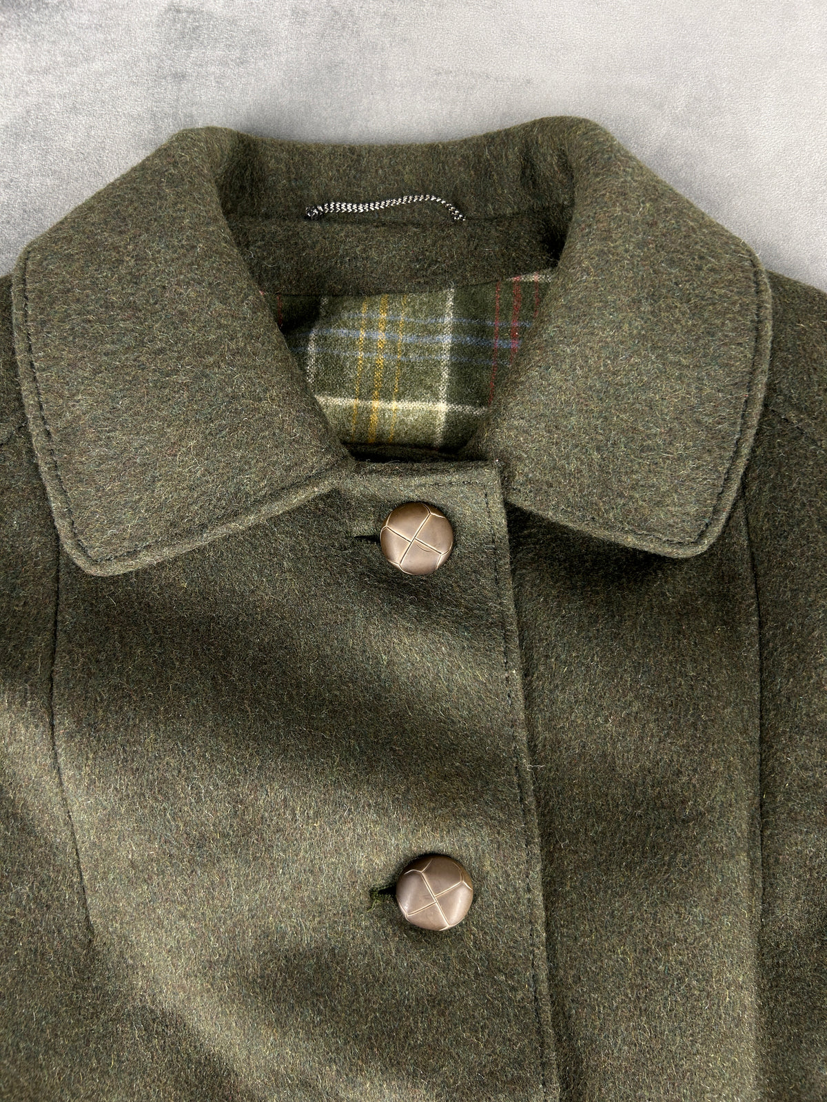 Cappotto in lana verde militare vintage – Donna Taglia M