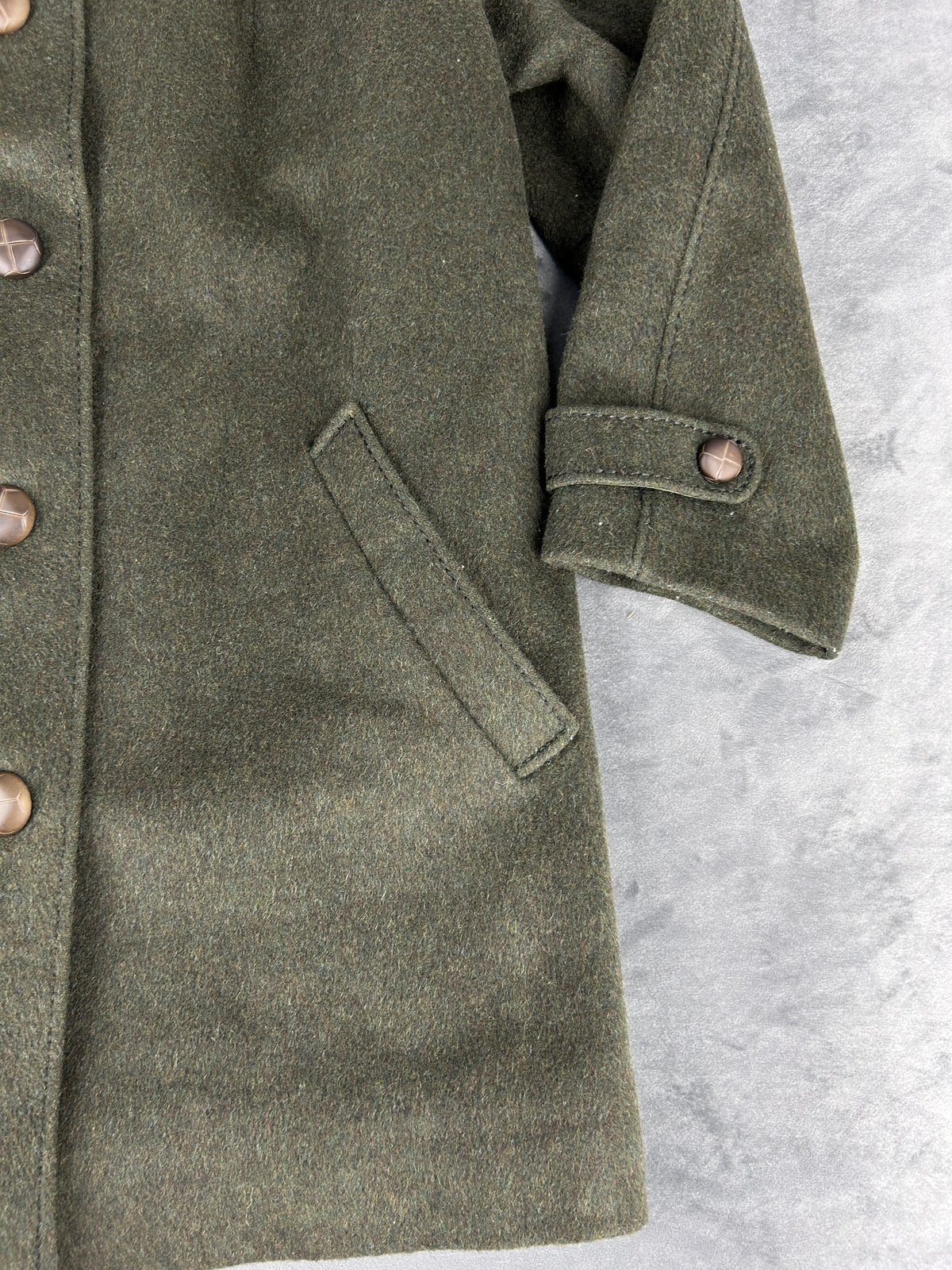 Cappotto in lana verde militare vintage – Donna Taglia M