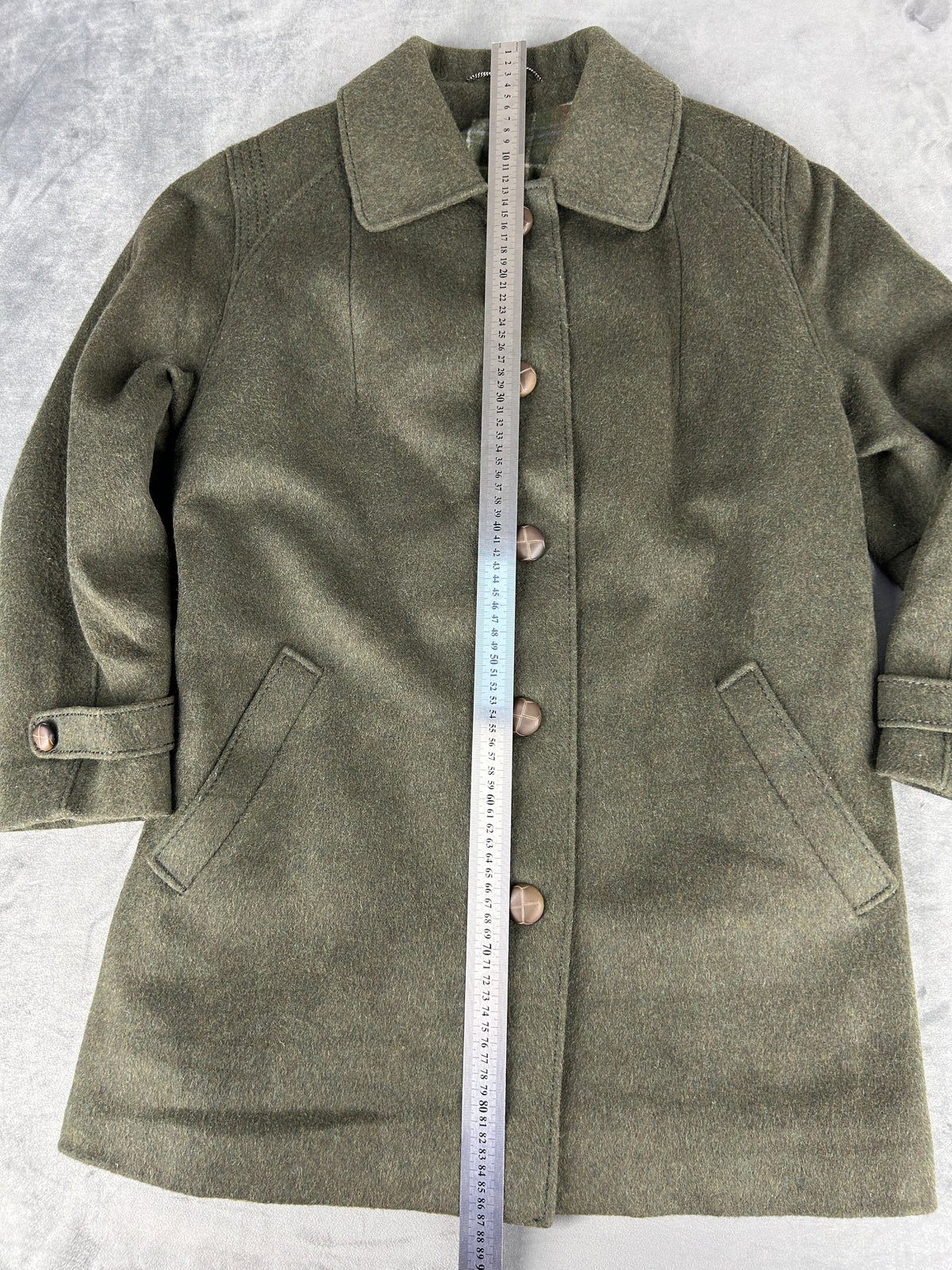 Cappotto in lana verde militare vintage – Donna Taglia M