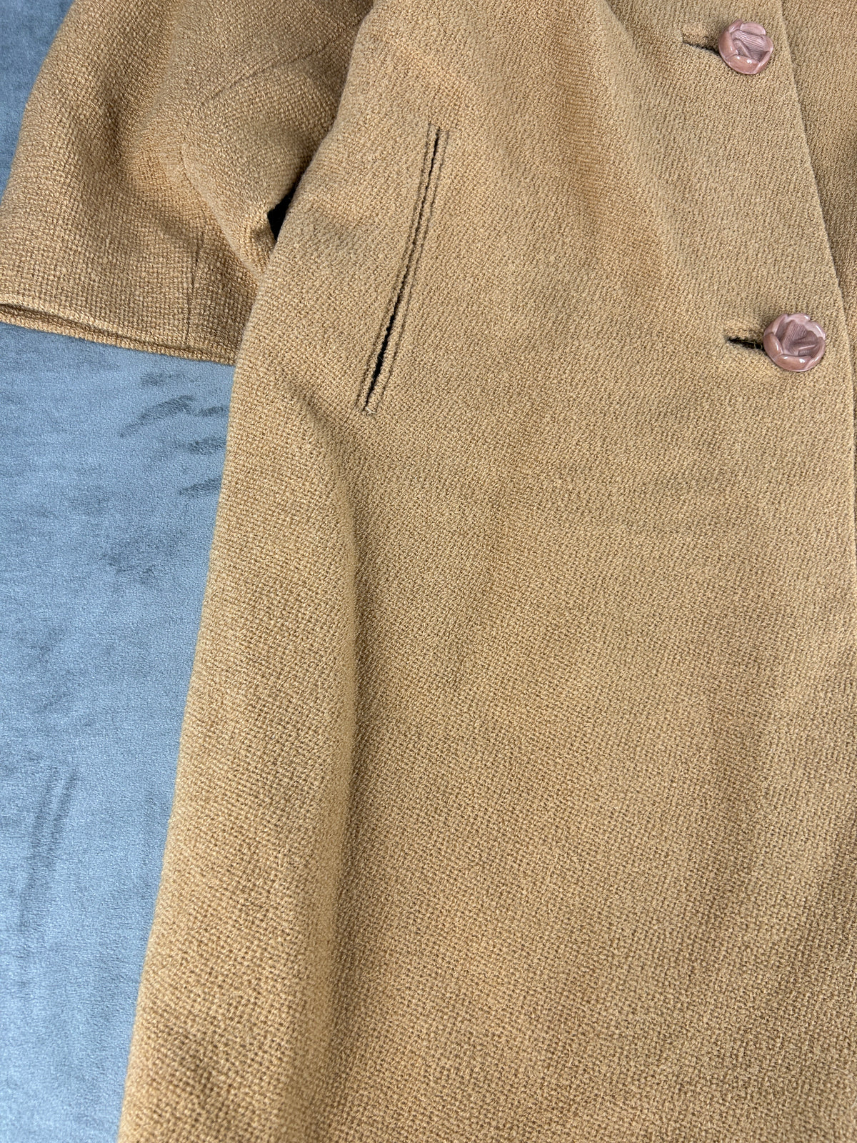 Cappotto cammello con collo in pelliccia Julius Garfinckel vintage – Donna Taglia M