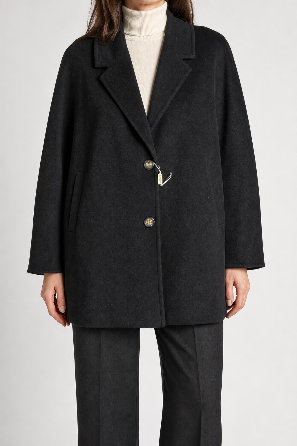Cappotto in lana nero vintage – Donna Taglia L