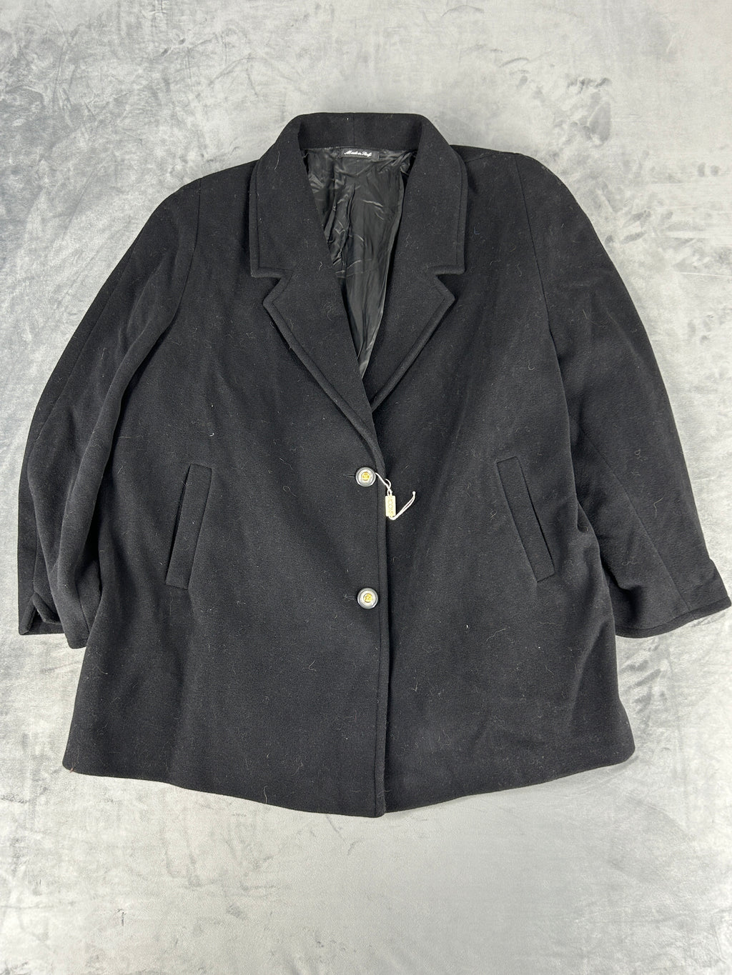 Cappotto in lana nero vintage – Donna Taglia L