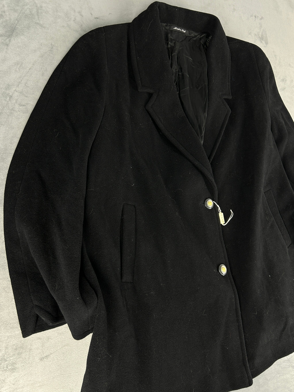 Cappotto in lana nero vintage – Donna Taglia L