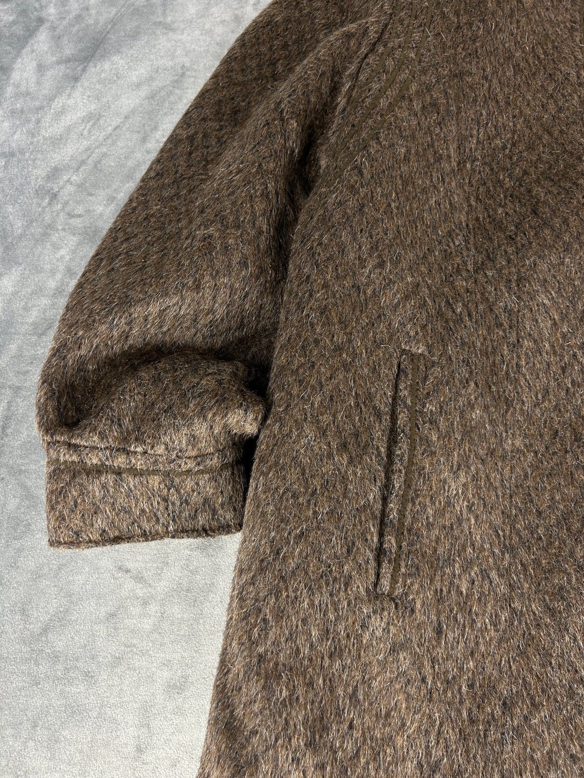Cappotto lungo marrone con collo in pelliccia vintage – Donna Taglia L