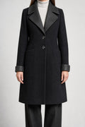 Cappotto nero con collo trapuntato vintage – Donna Taglia M (IT 42)