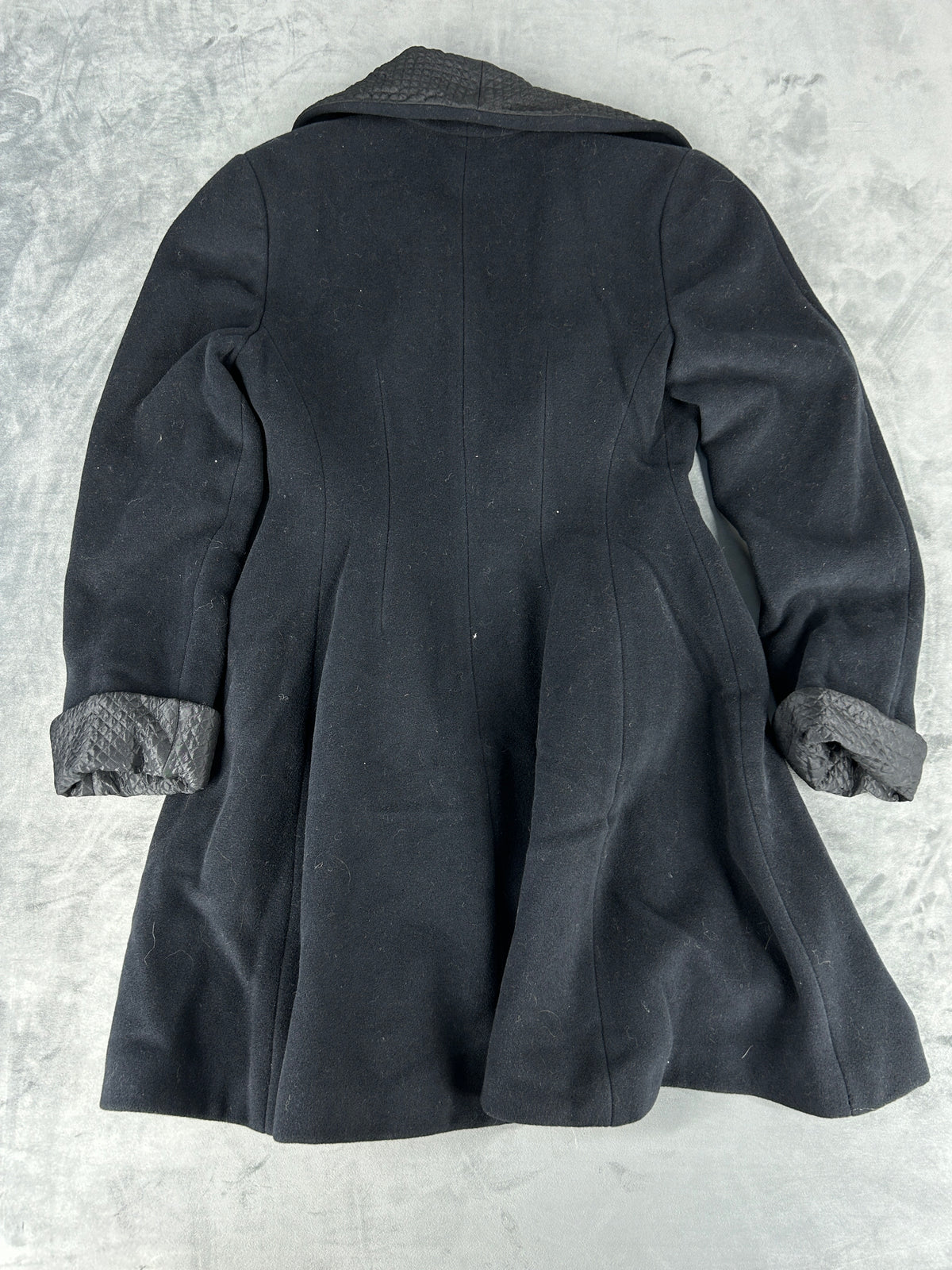 Cappotto nero con collo trapuntato vintage – Donna Taglia M (IT 42)