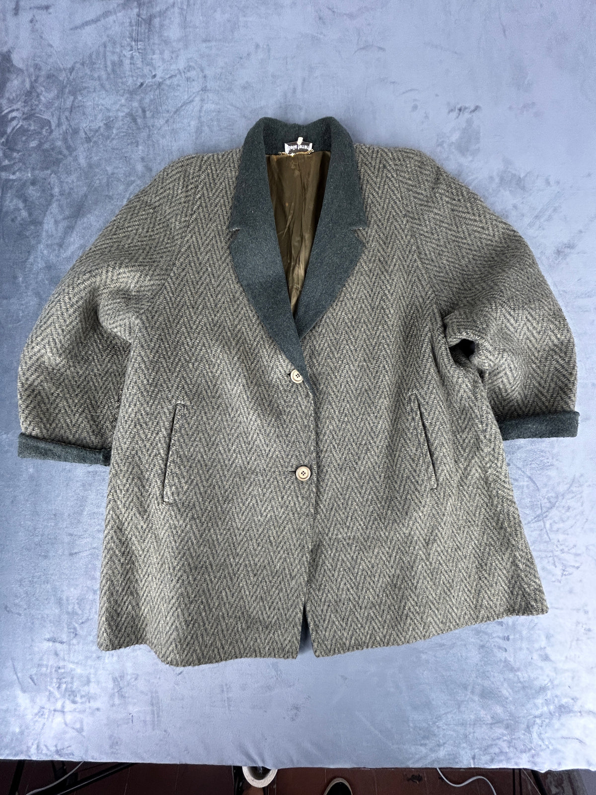 Cappotto oversize spinato grigio delia ferrari vintage – Donna Taglia L