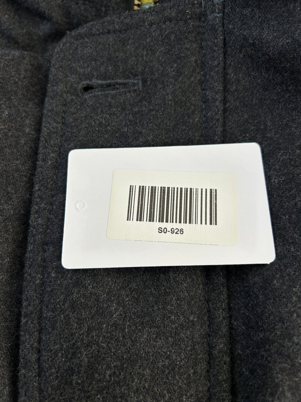Giaccone in lana grigio antracite con toppa ricamata vintage – Uomo Taglia L