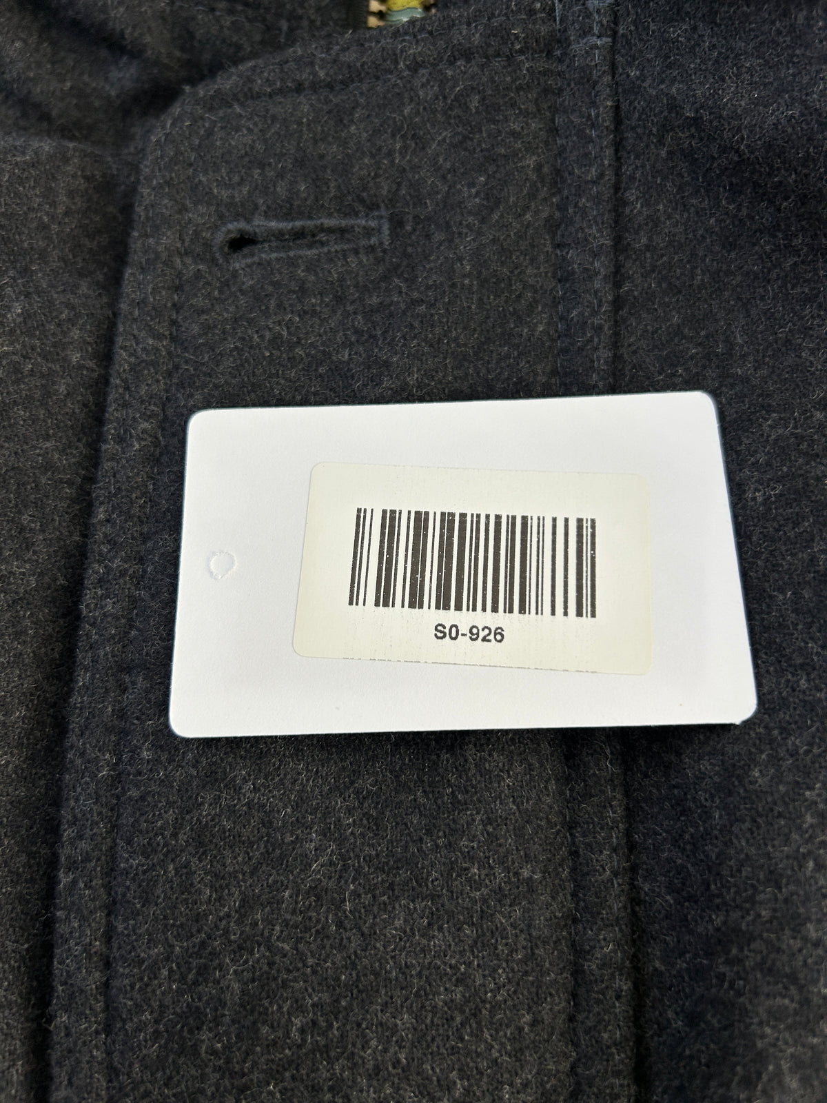 Giaccone in lana grigio antracite con toppa ricamata vintage – Uomo Taglia L