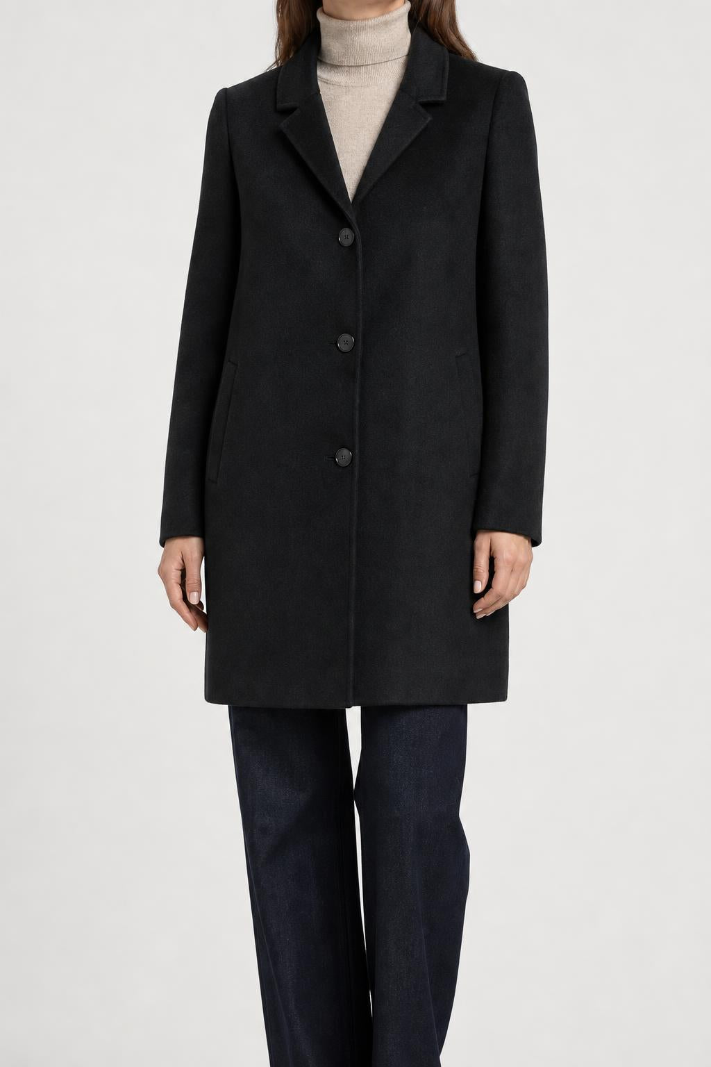 Cappotto nero in lana vintage – Donna Taglia L (IT 50)