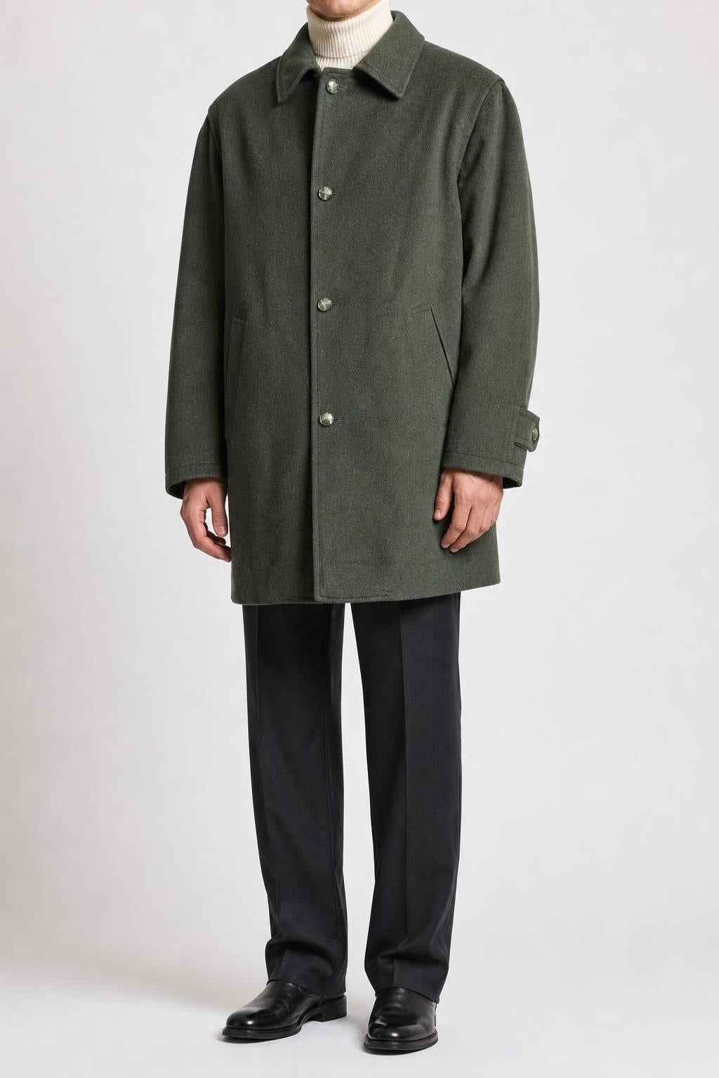 Cappotto loden verde militare vintage – Uomo Taglia L