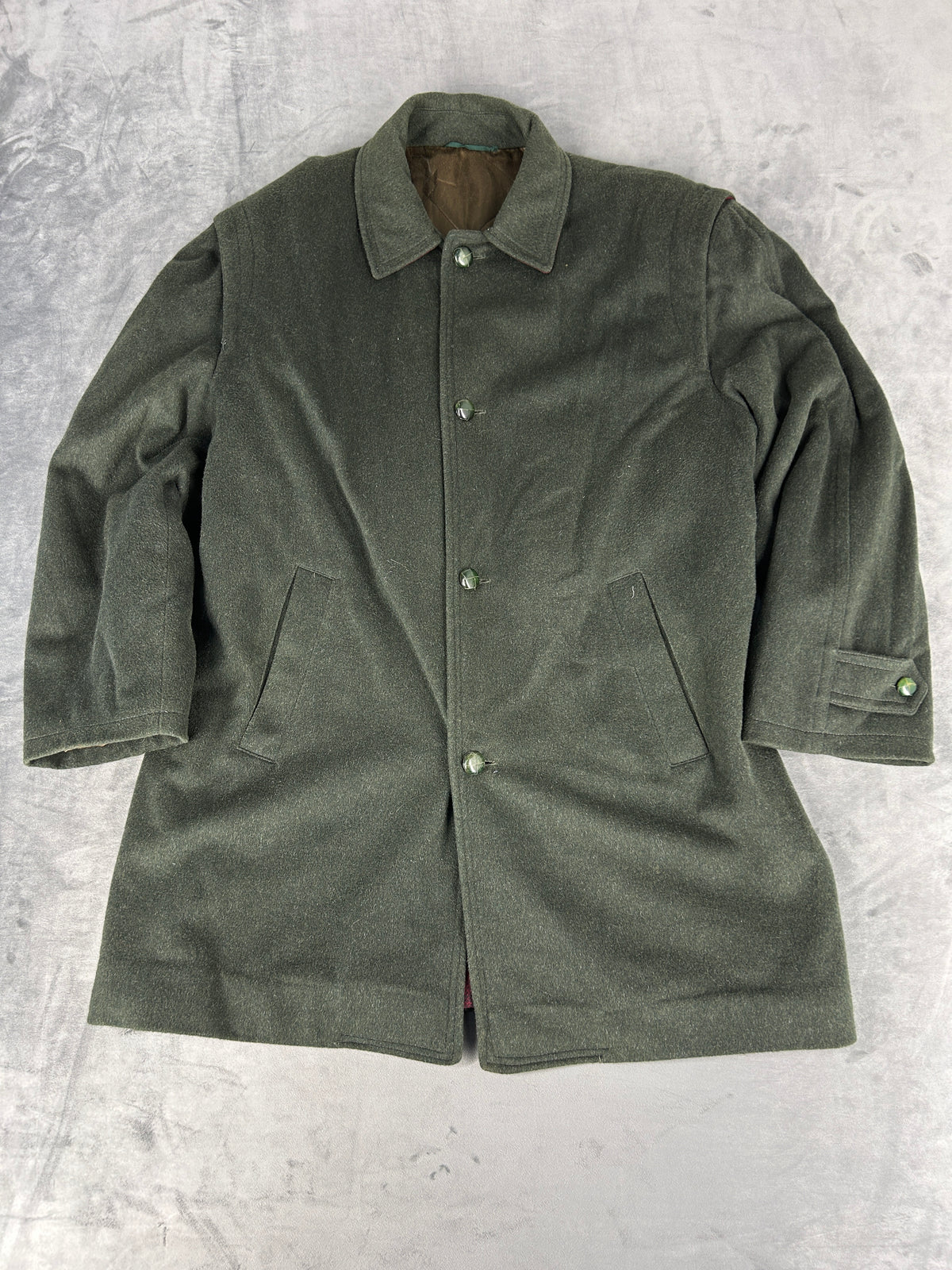 Cappotto loden verde militare vintage – Uomo Taglia L