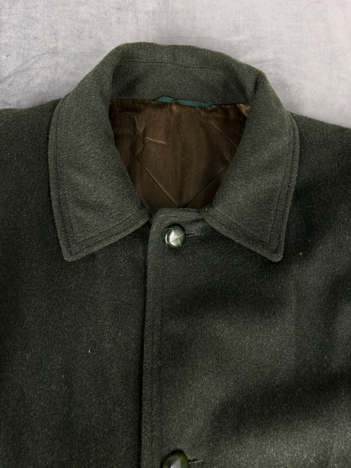 Cappotto loden verde militare vintage – Uomo Taglia L