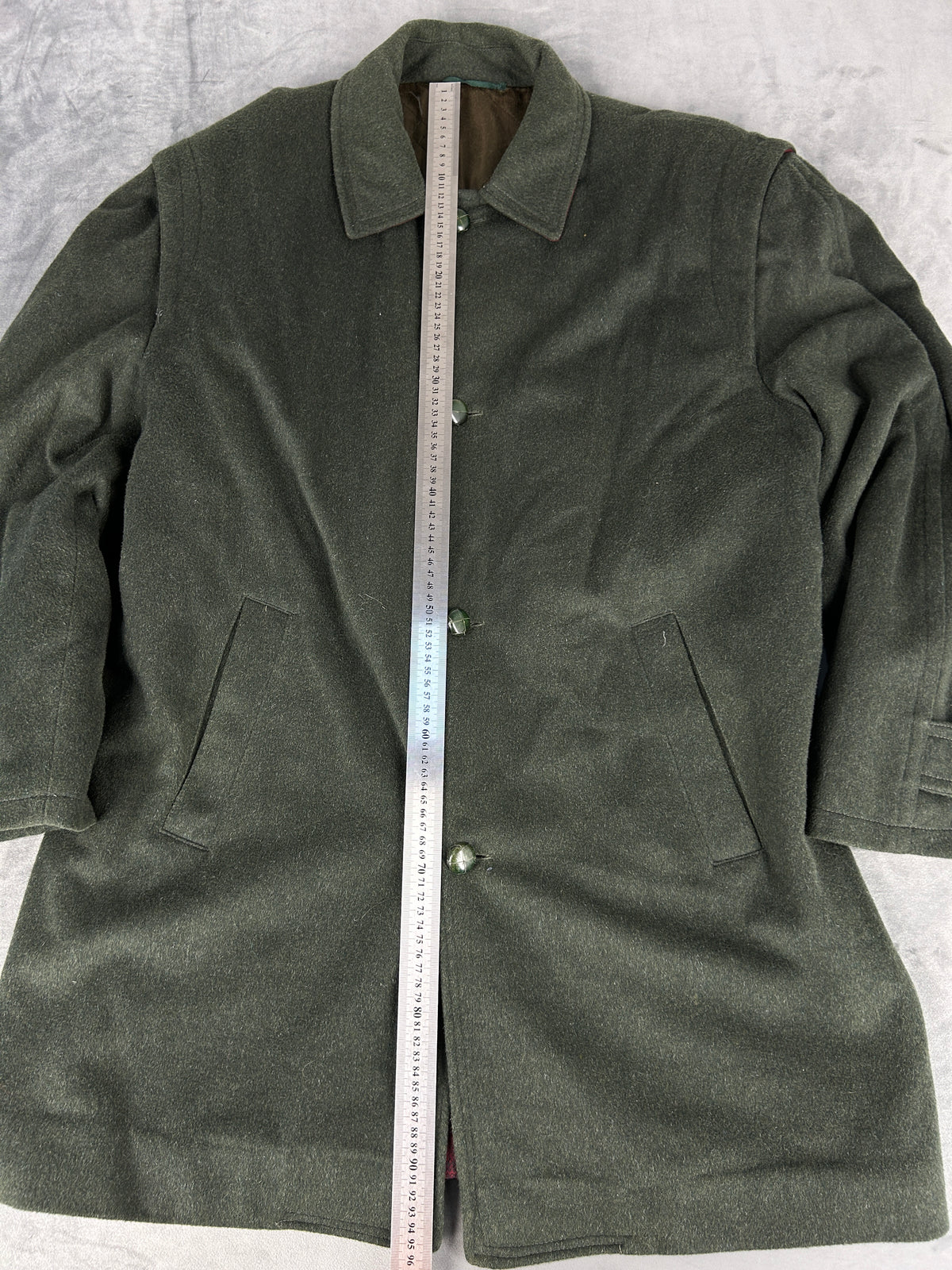 Cappotto loden verde militare vintage – Uomo Taglia L