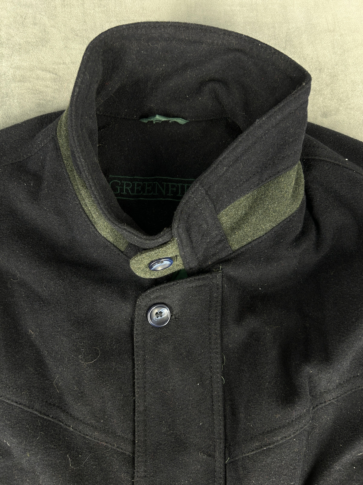 Giaccone in lana nero collo alto Greenfield vintage – Uomo Taglia L