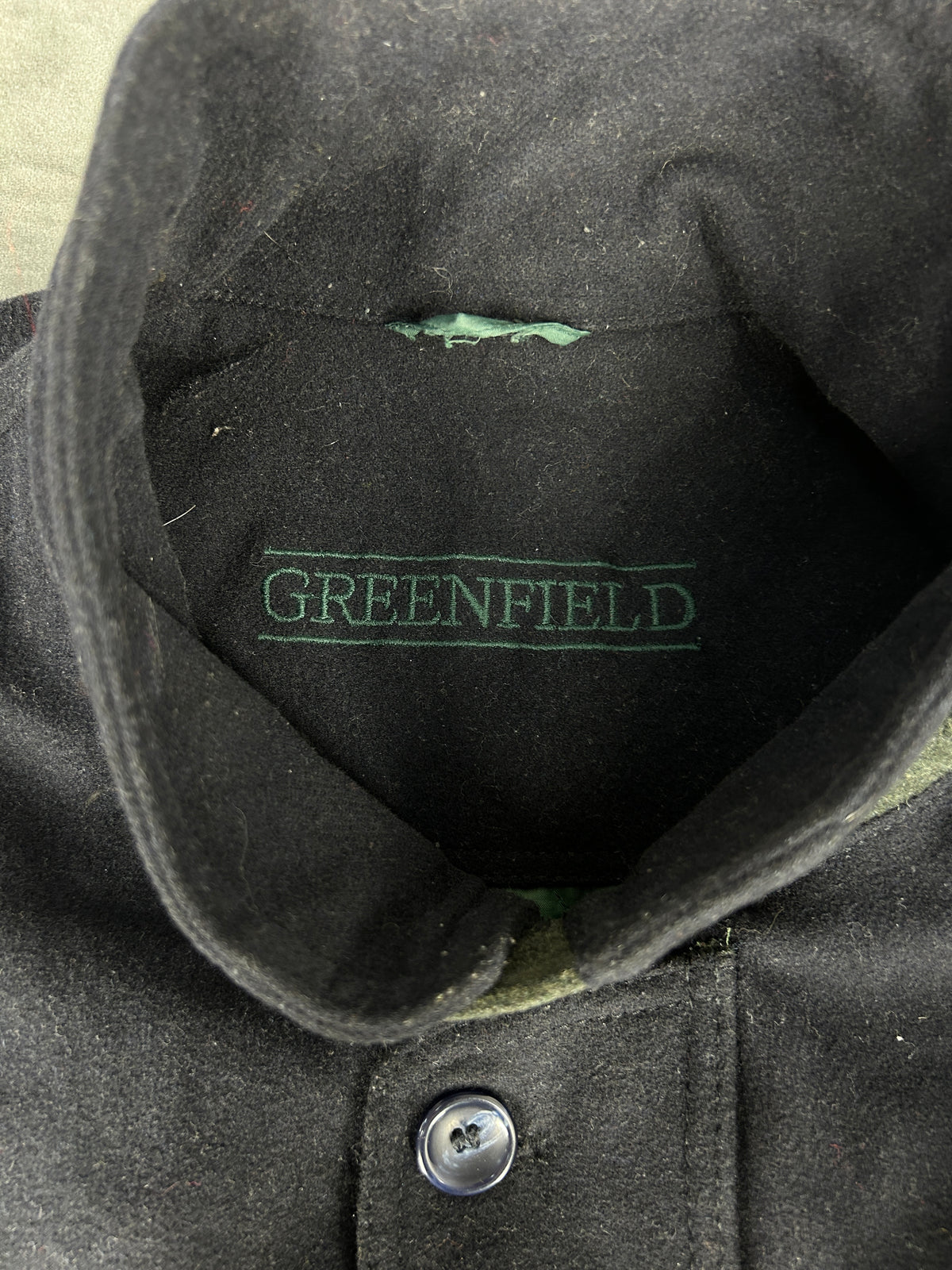 Giaccone in lana nero collo alto Greenfield vintage – Uomo Taglia L
