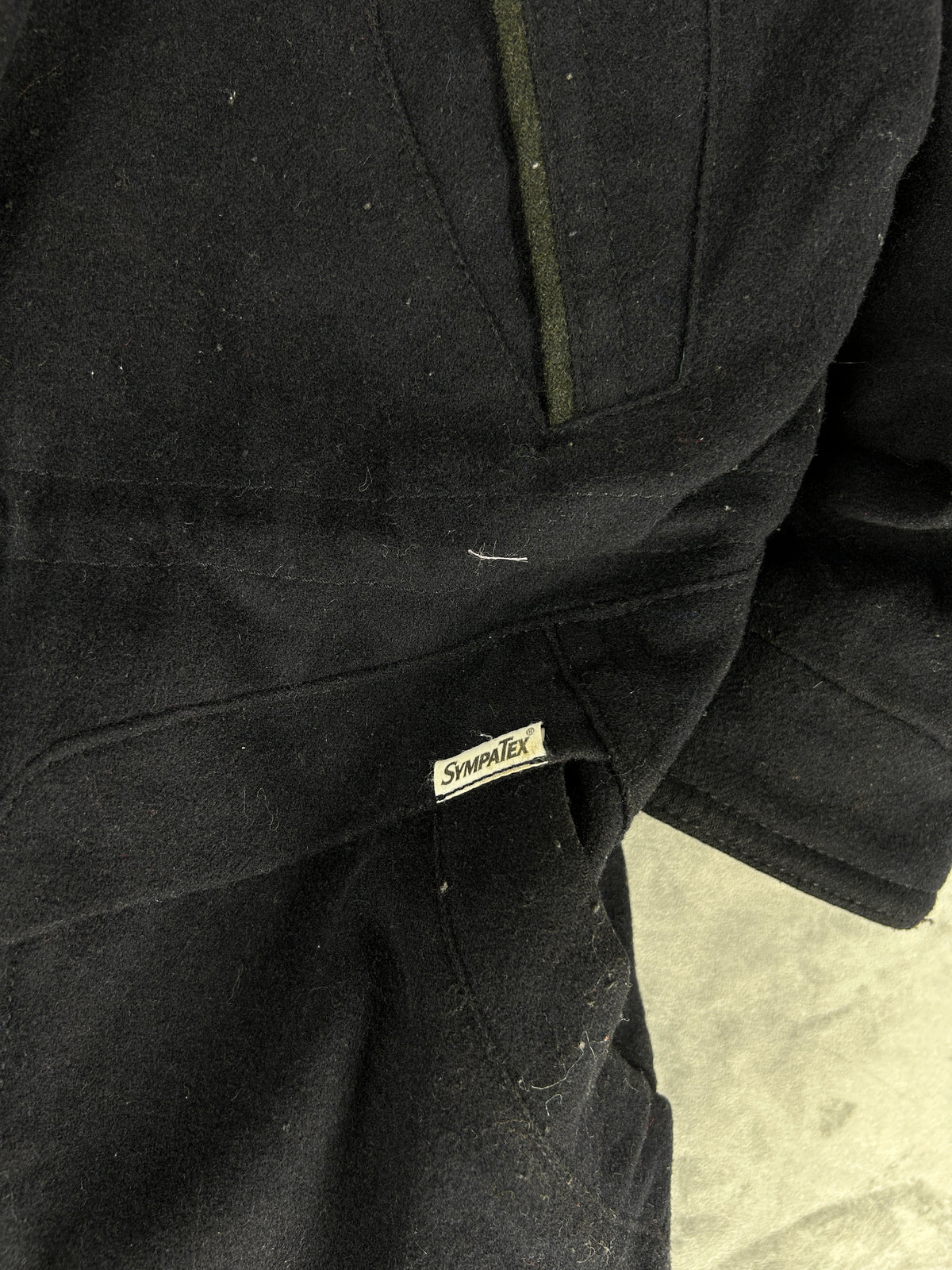 Giaccone in lana nero collo alto Greenfield vintage – Uomo Taglia L