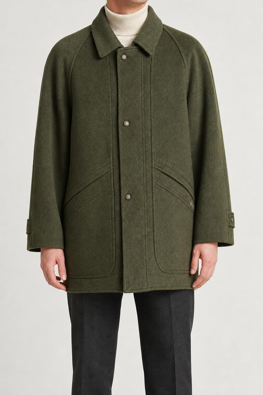 Cappotto loden verde militare Dowsen vintage – Uomo Taglia L