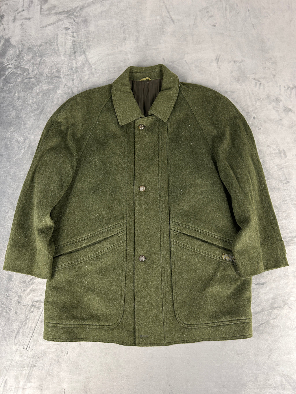 Cappotto loden verde militare Dowsen vintage – Uomo Taglia L