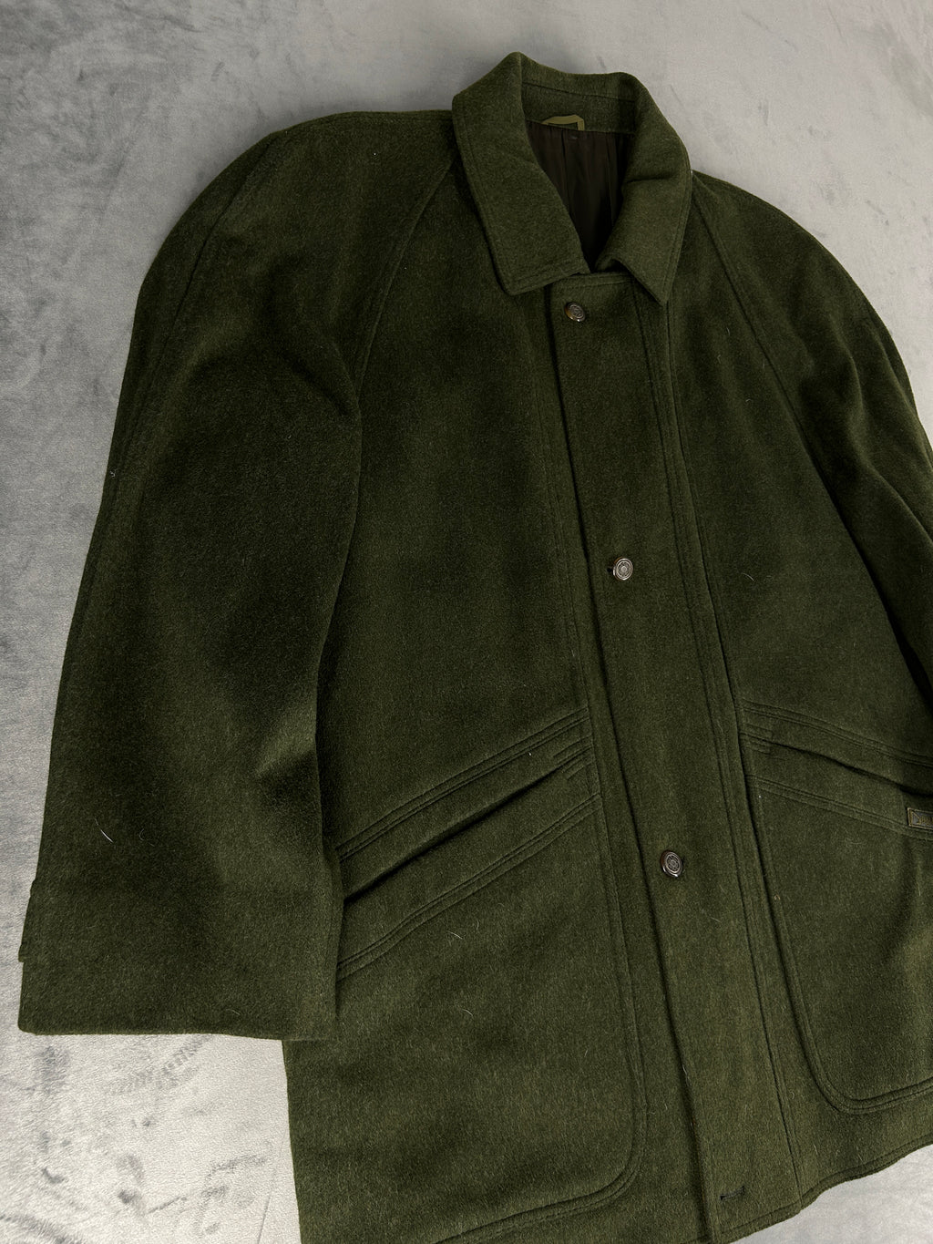 Cappotto loden verde militare Dowsen vintage – Uomo Taglia L