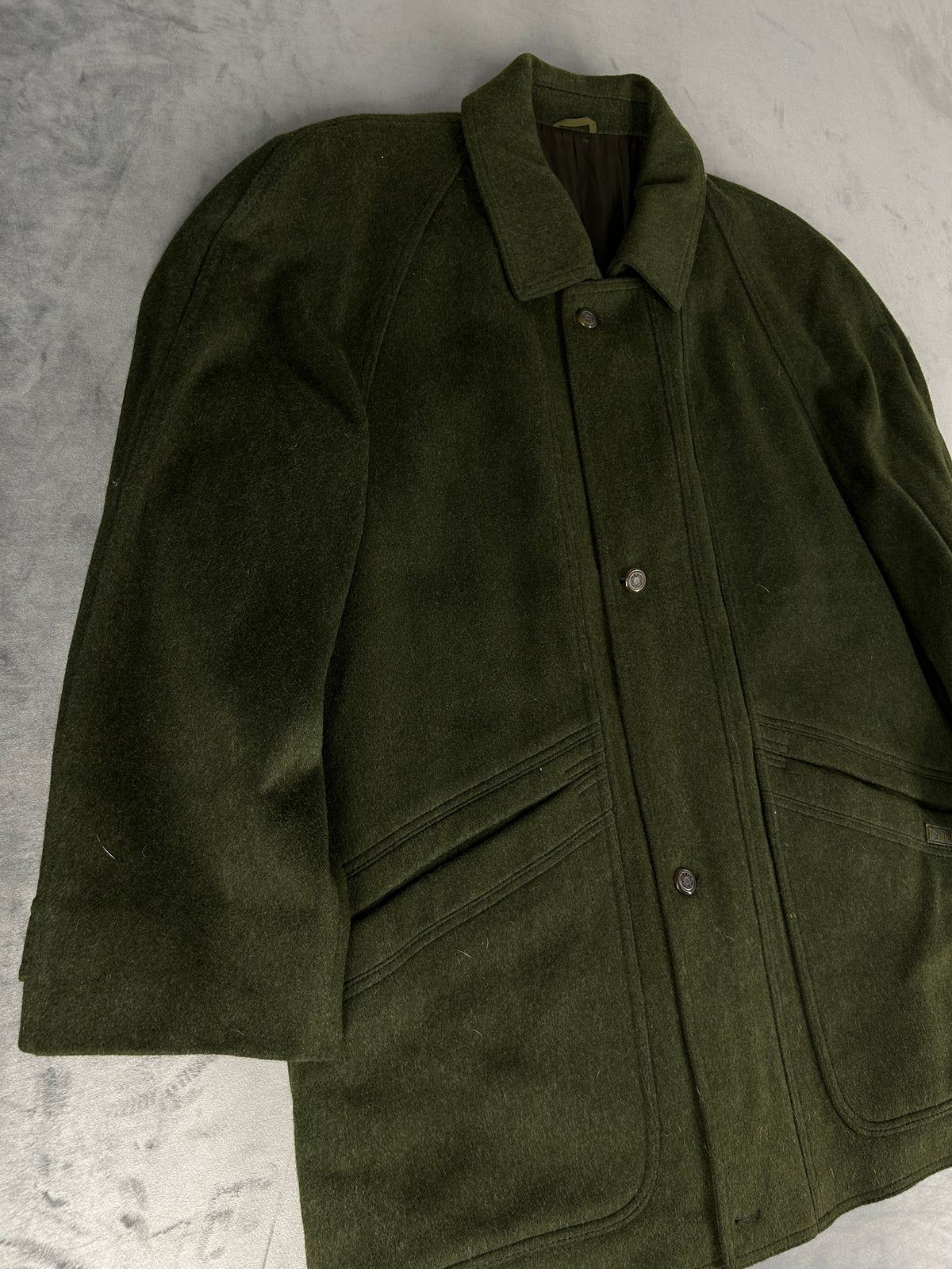 Cappotto loden verde militare Dowsen vintage – Uomo Taglia L