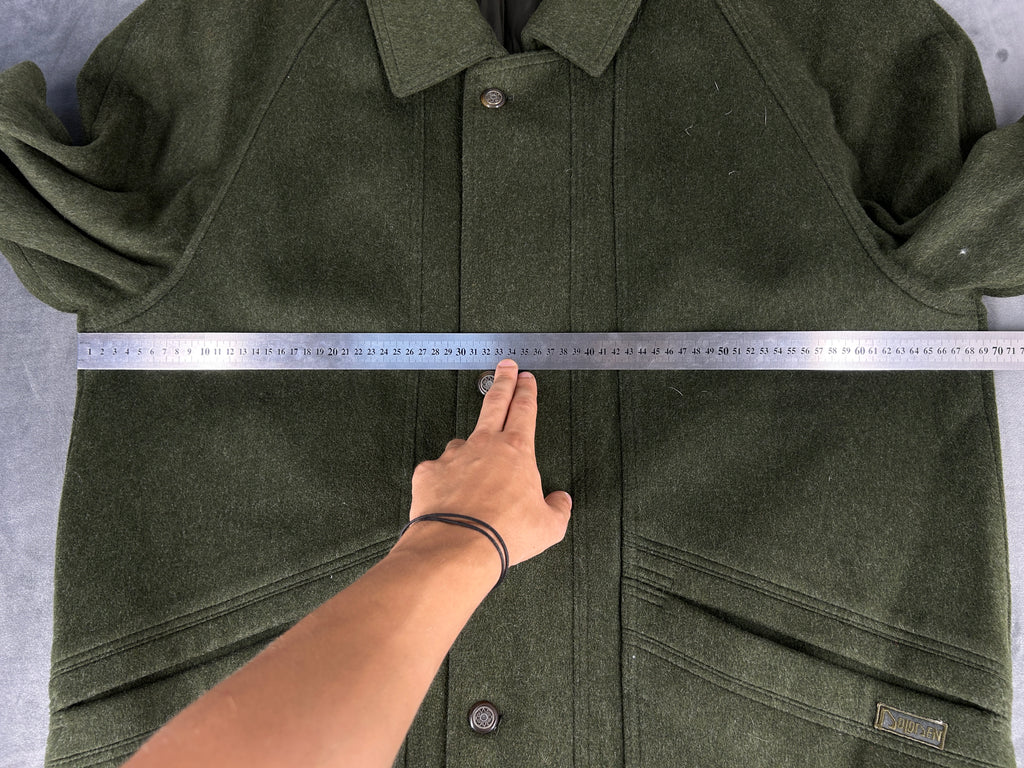 Cappotto loden verde militare Dowsen vintage – Uomo Taglia L