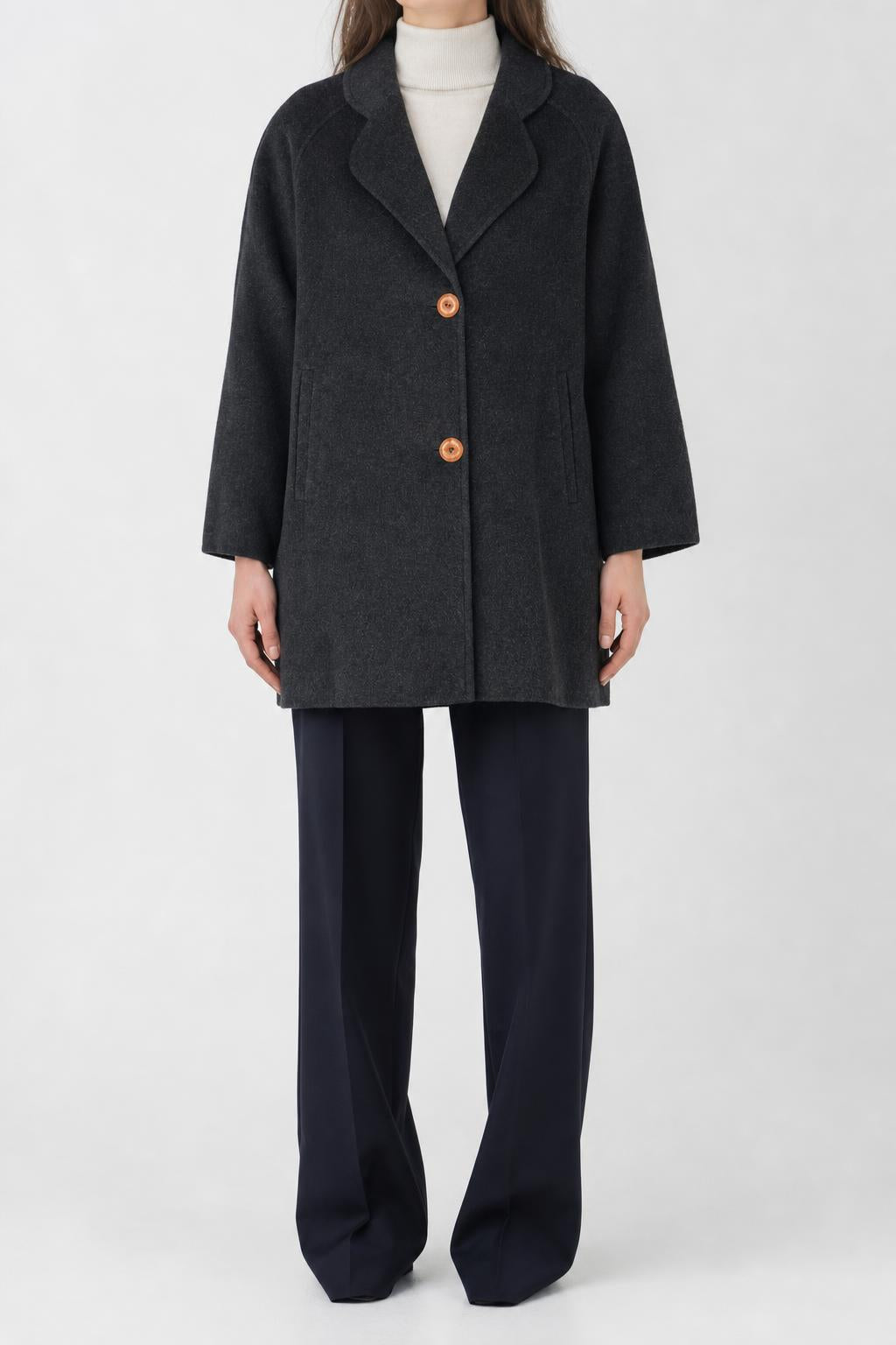Cappotto grigio antracite in pura lana vintage – Donna Taglia L