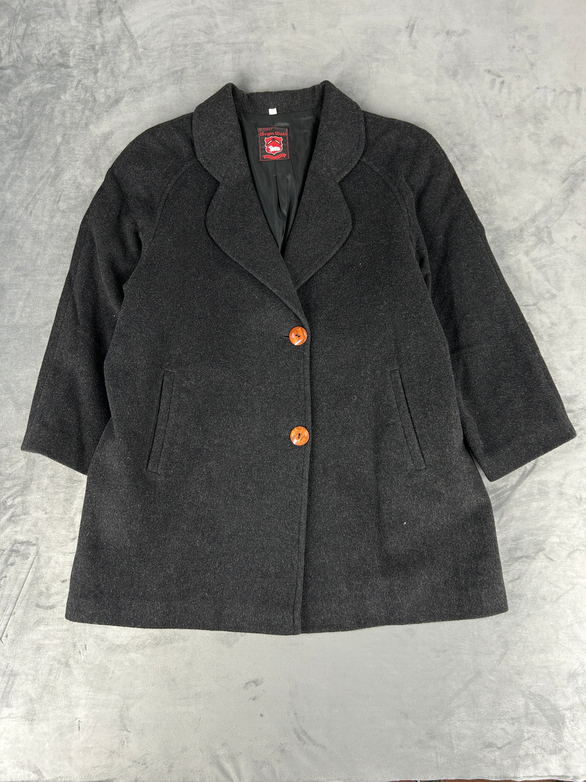 Cappotto grigio antracite in pura lana vintage – Donna Taglia L
