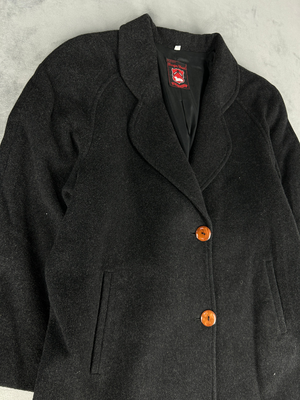 Cappotto grigio antracite in pura lana vintage – Donna Taglia L