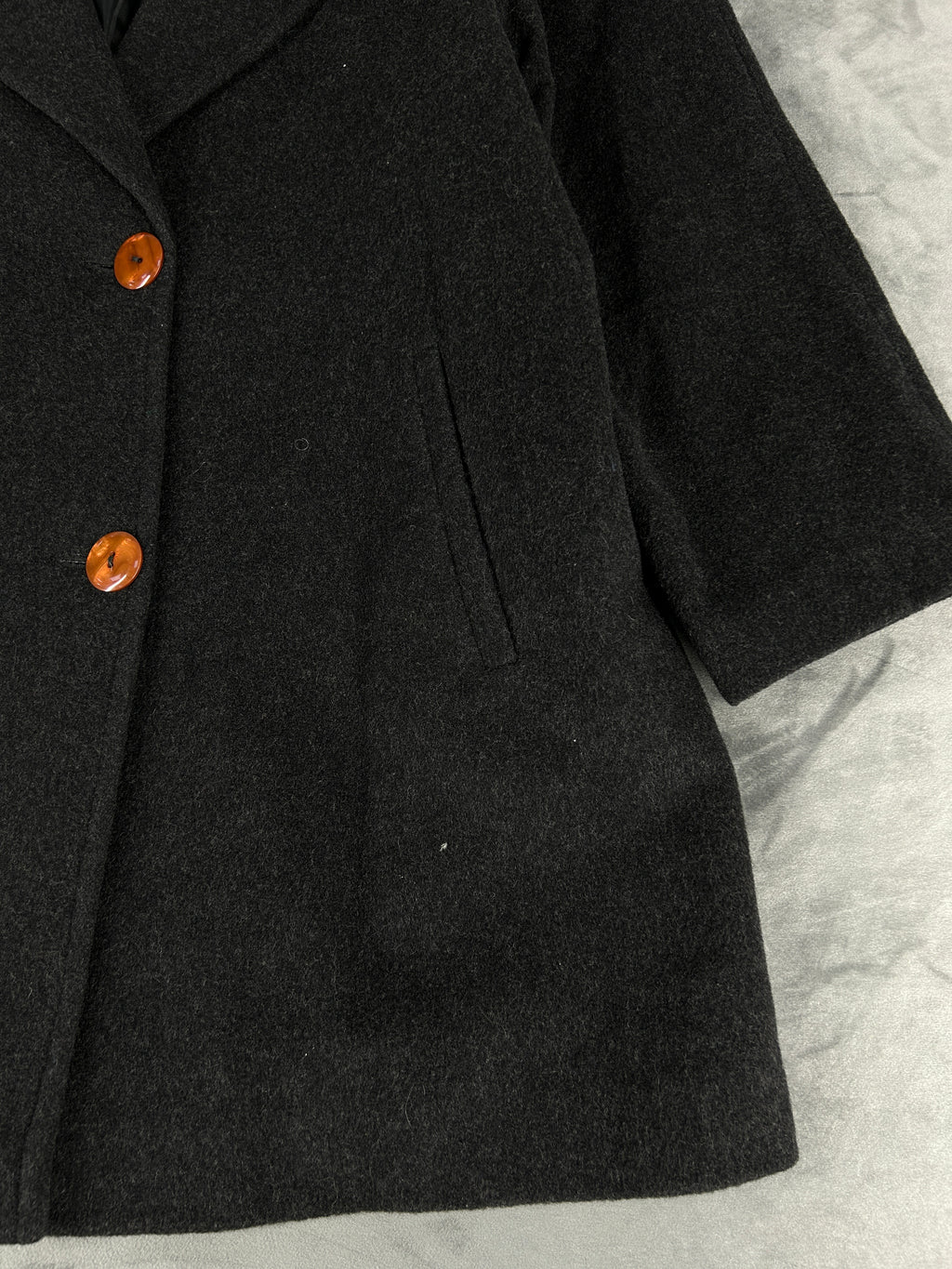 Cappotto grigio antracite in pura lana vintage – Donna Taglia L
