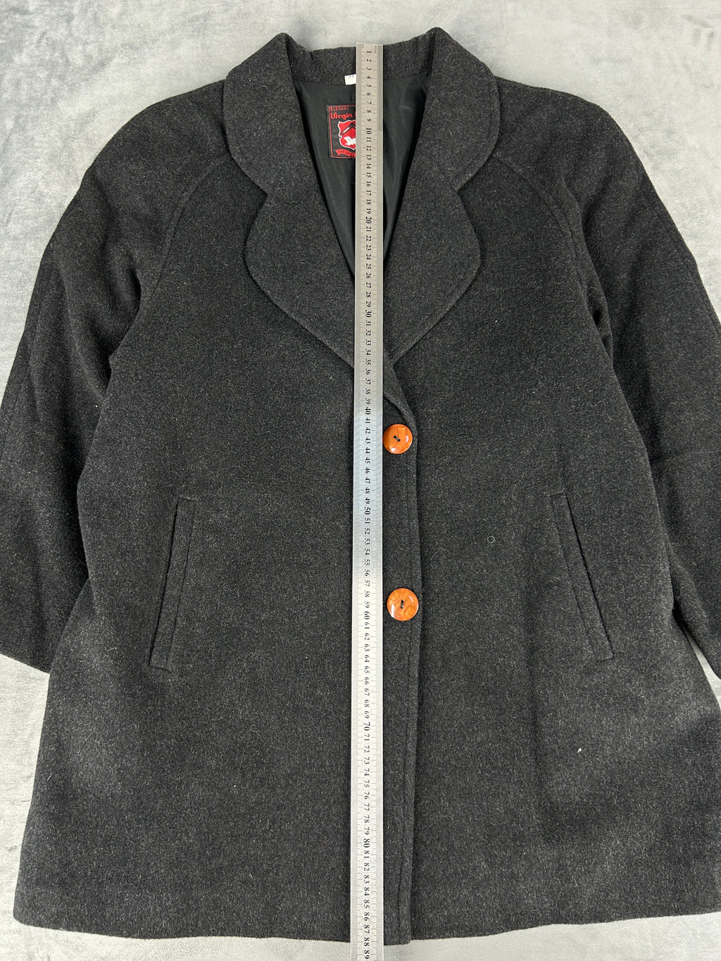 Cappotto grigio antracite in pura lana vintage – Donna Taglia L