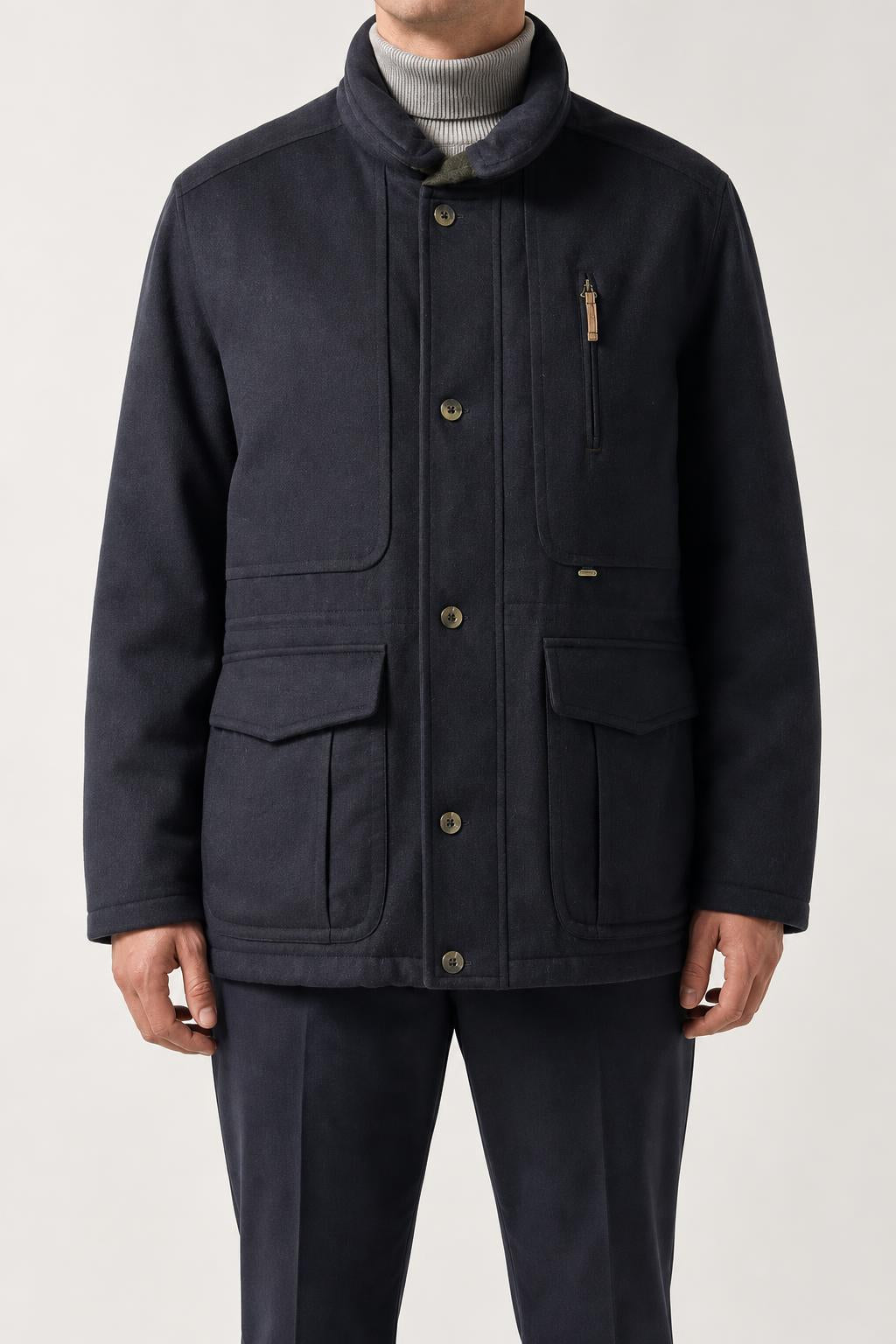 Field jacket in lana blu navy Sympatex vintage – Uomo Taglia L