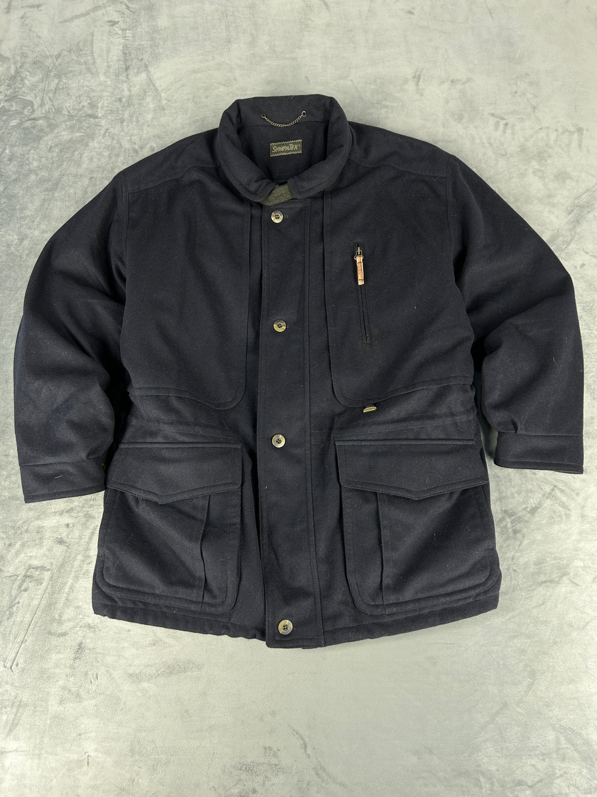 Field jacket in lana blu navy Sympatex vintage – Uomo Taglia L