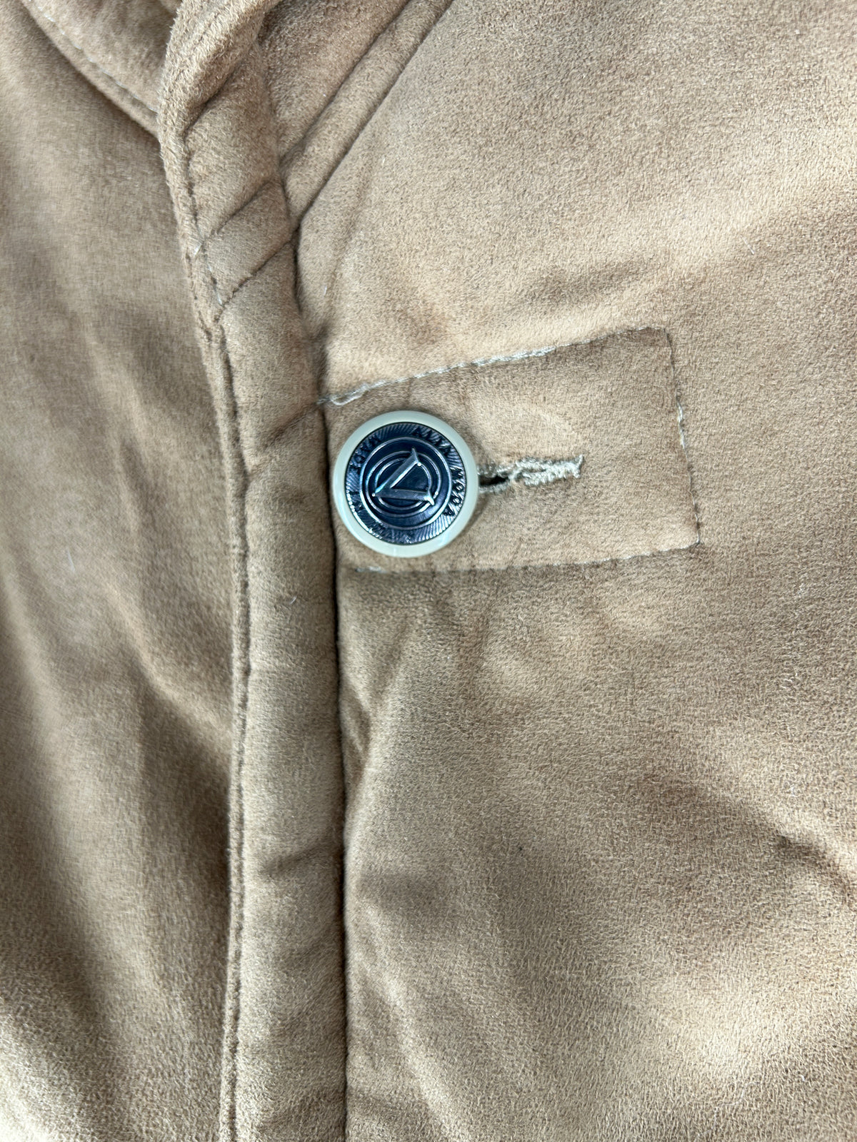 Giaccone in camoscio sintetico cammello con montone vintage – Uomo Taglia L