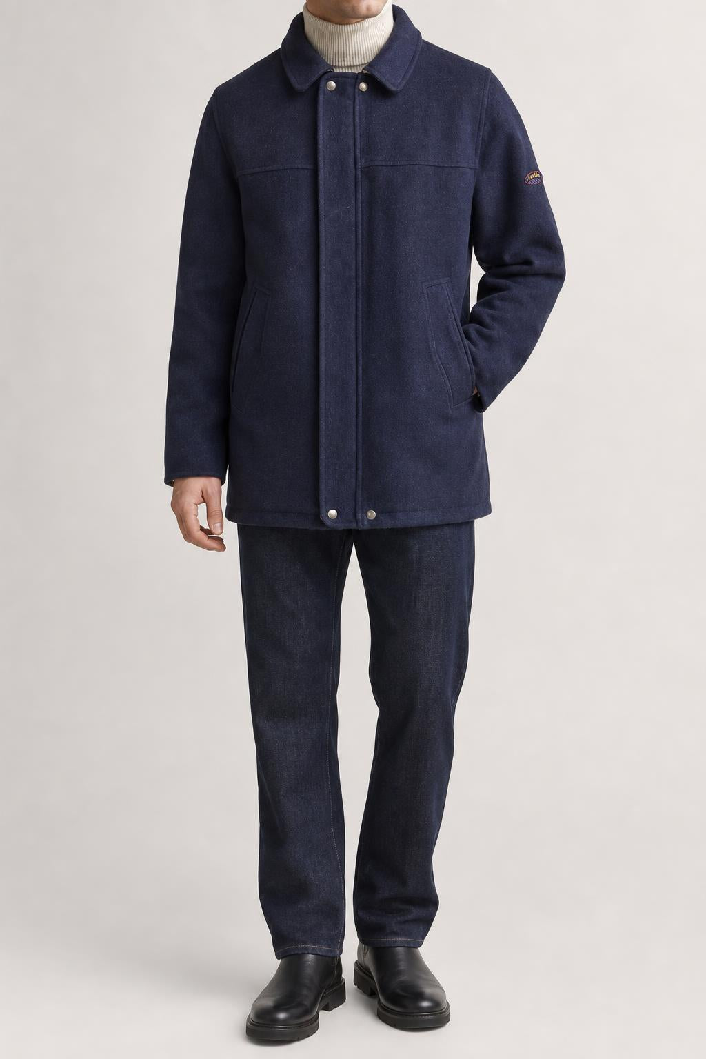 Giaccone in lana blu navy Faciba vintage – Uomo Taglia L