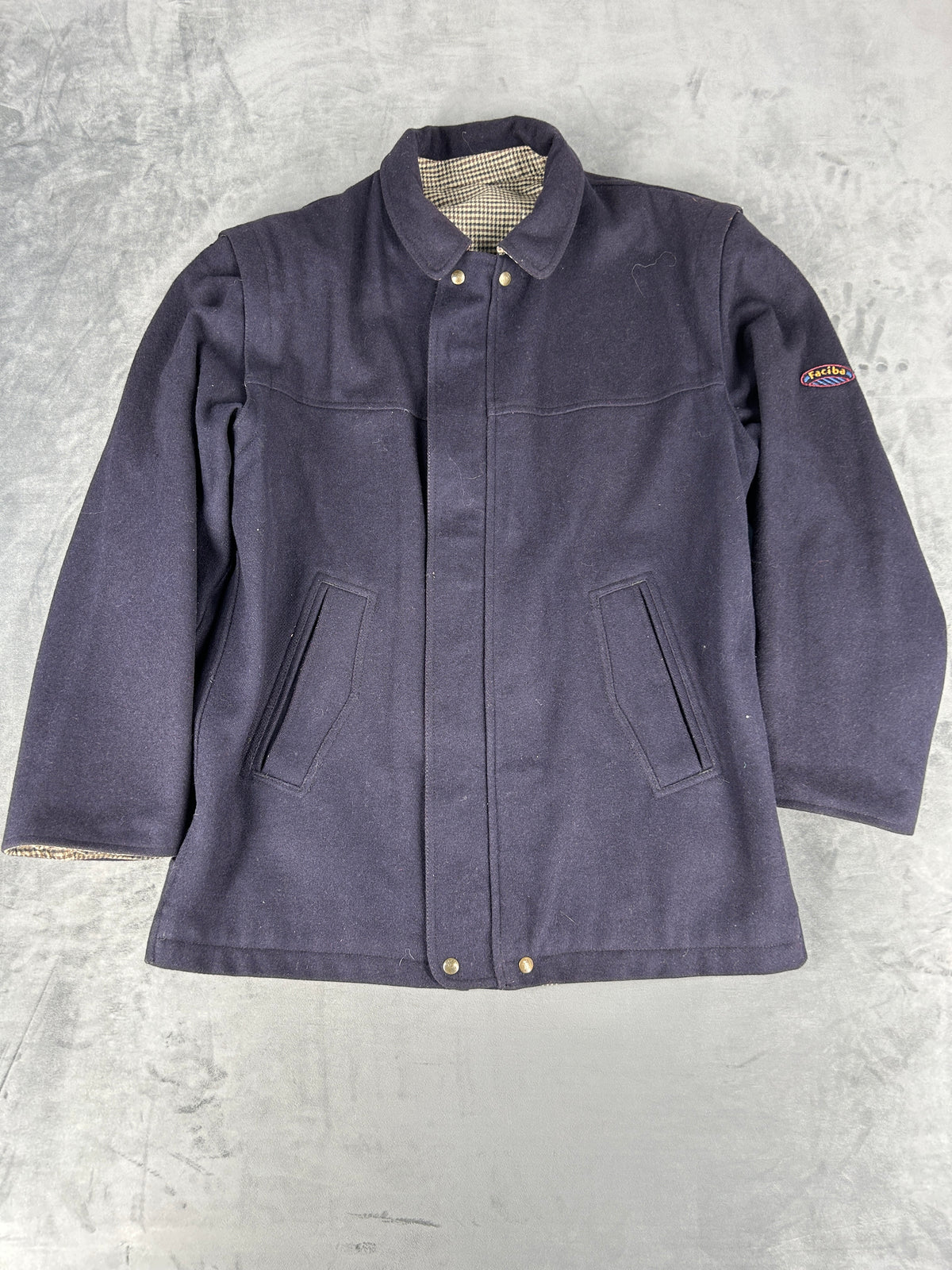 Giaccone in lana blu navy Faciba vintage – Uomo Taglia L
