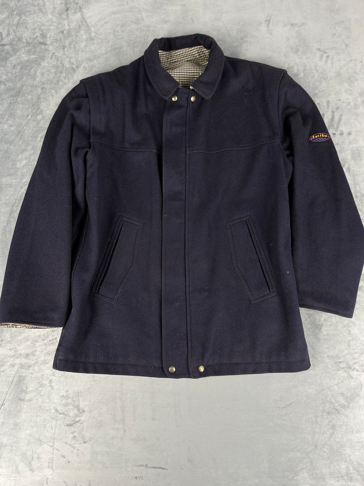 Giaccone in lana blu navy Faciba vintage – Uomo Taglia L