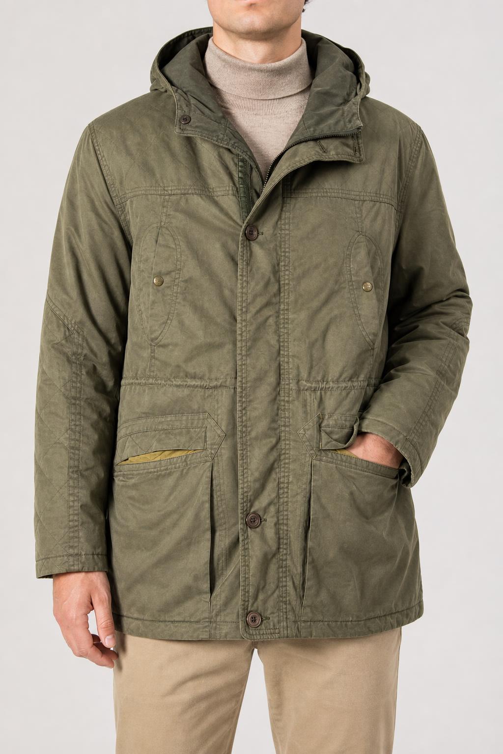 Parka con cappuccio verde militare Faciba vintage – Uomo Taglia L (IT 52)