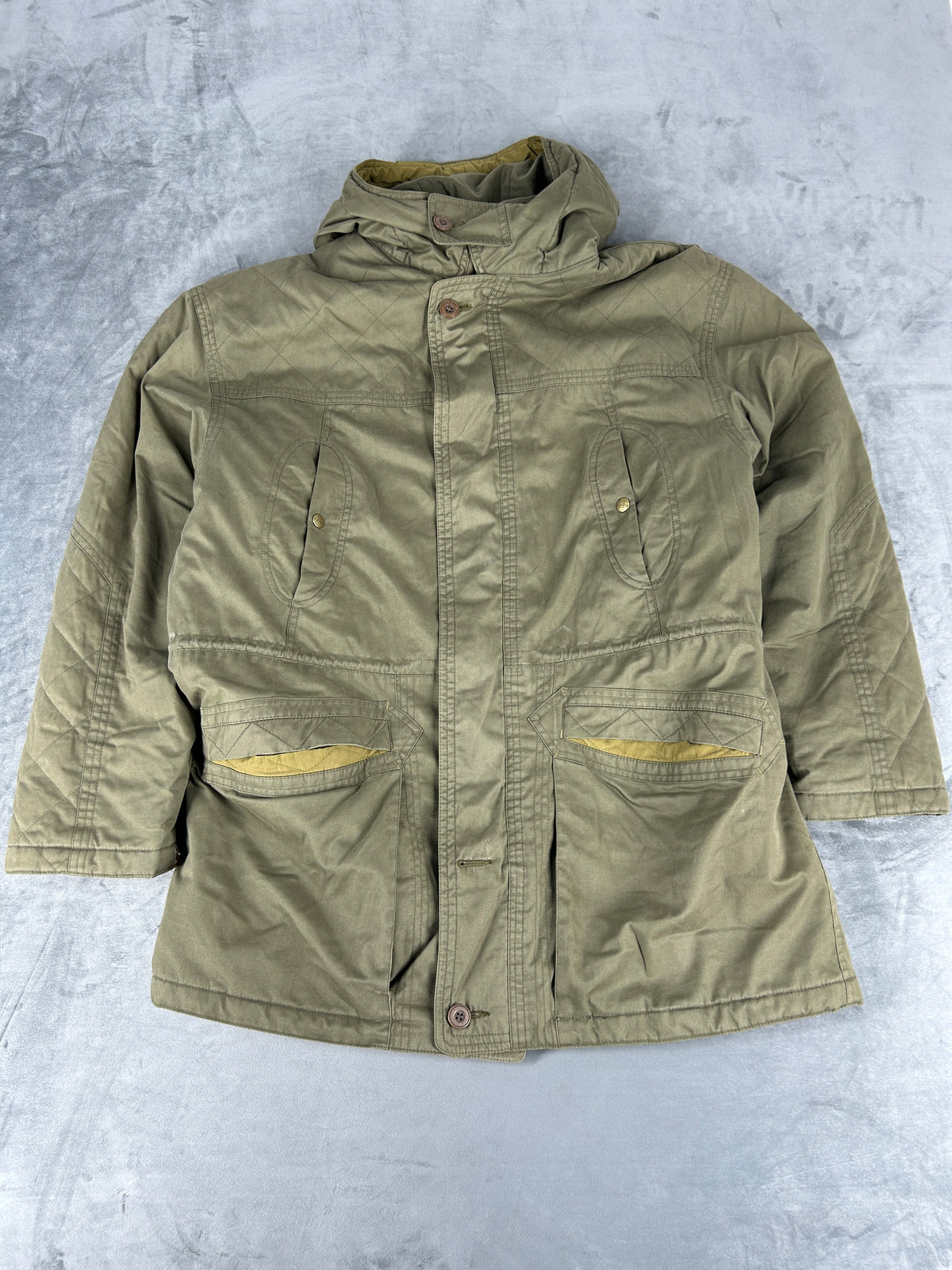 Parka con cappuccio verde militare Faciba vintage – Uomo Taglia L (IT 52)