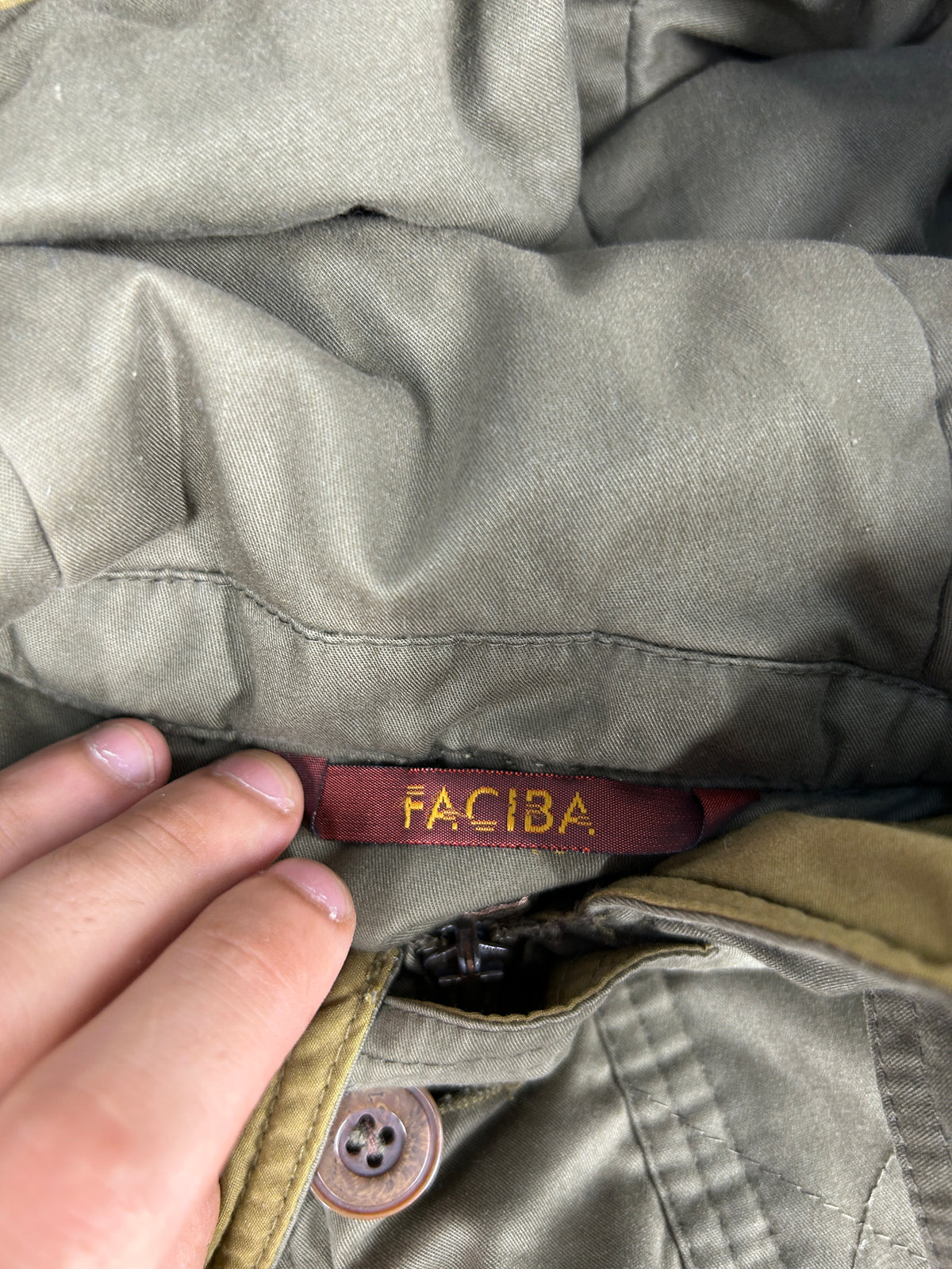 Parka con cappuccio verde militare Faciba vintage – Uomo Taglia L (IT 52)