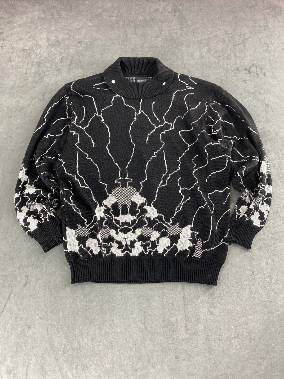 Maglione nero jacquard floreale aspa vintage – Donna Taglia M (IT 44)