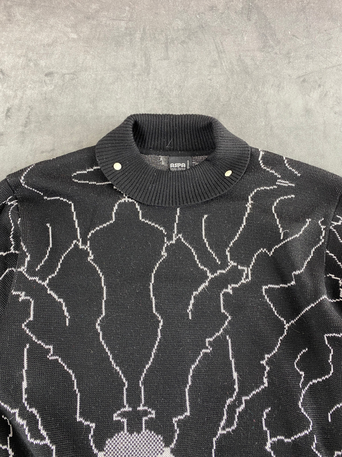 Maglione nero jacquard floreale aspa vintage – Donna Taglia M (IT 44)