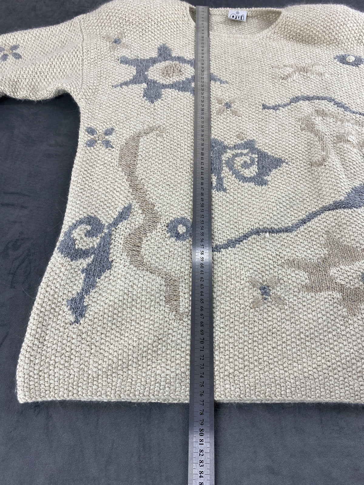 Maglione oversize beige a fantasia jacquard vintage – Donna Taglia L