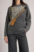 Maglione grigio mélange a fantasia Kiline vintage – Donna Taglia L