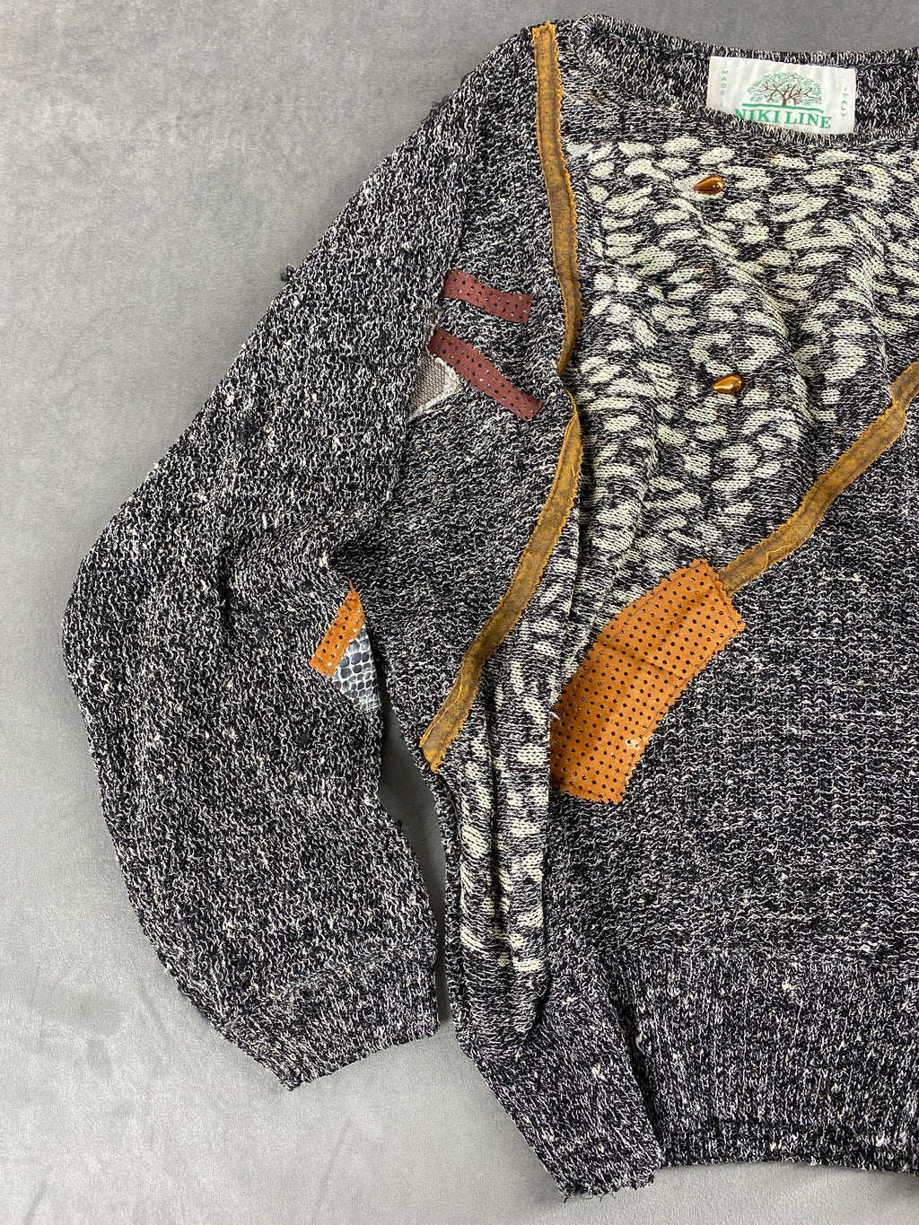 Maglione grigio mélange a fantasia Kiline vintage – Donna Taglia L