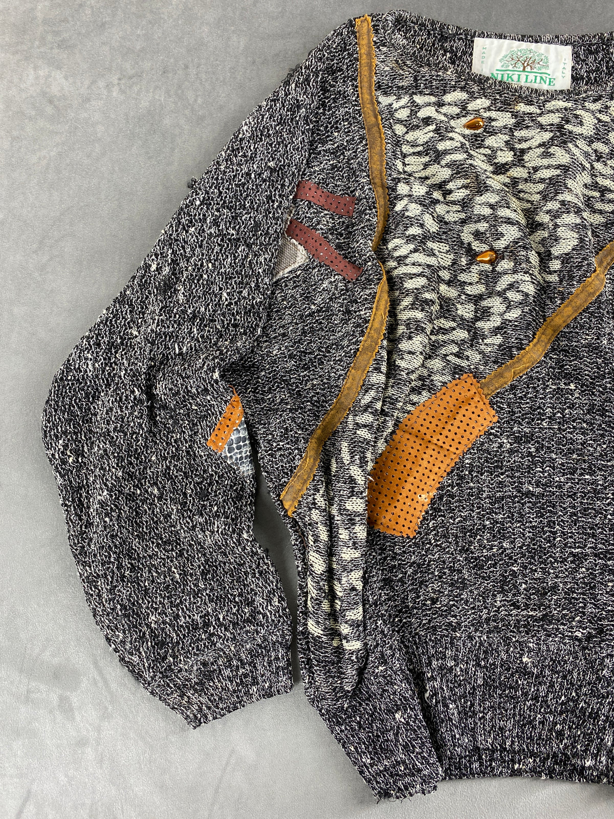 Maglione grigio mélange a fantasia Kiline vintage – Donna Taglia L