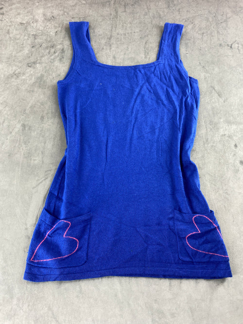 Abito corto in maglia blu con cuori Issa London vintage – Donna Taglia S