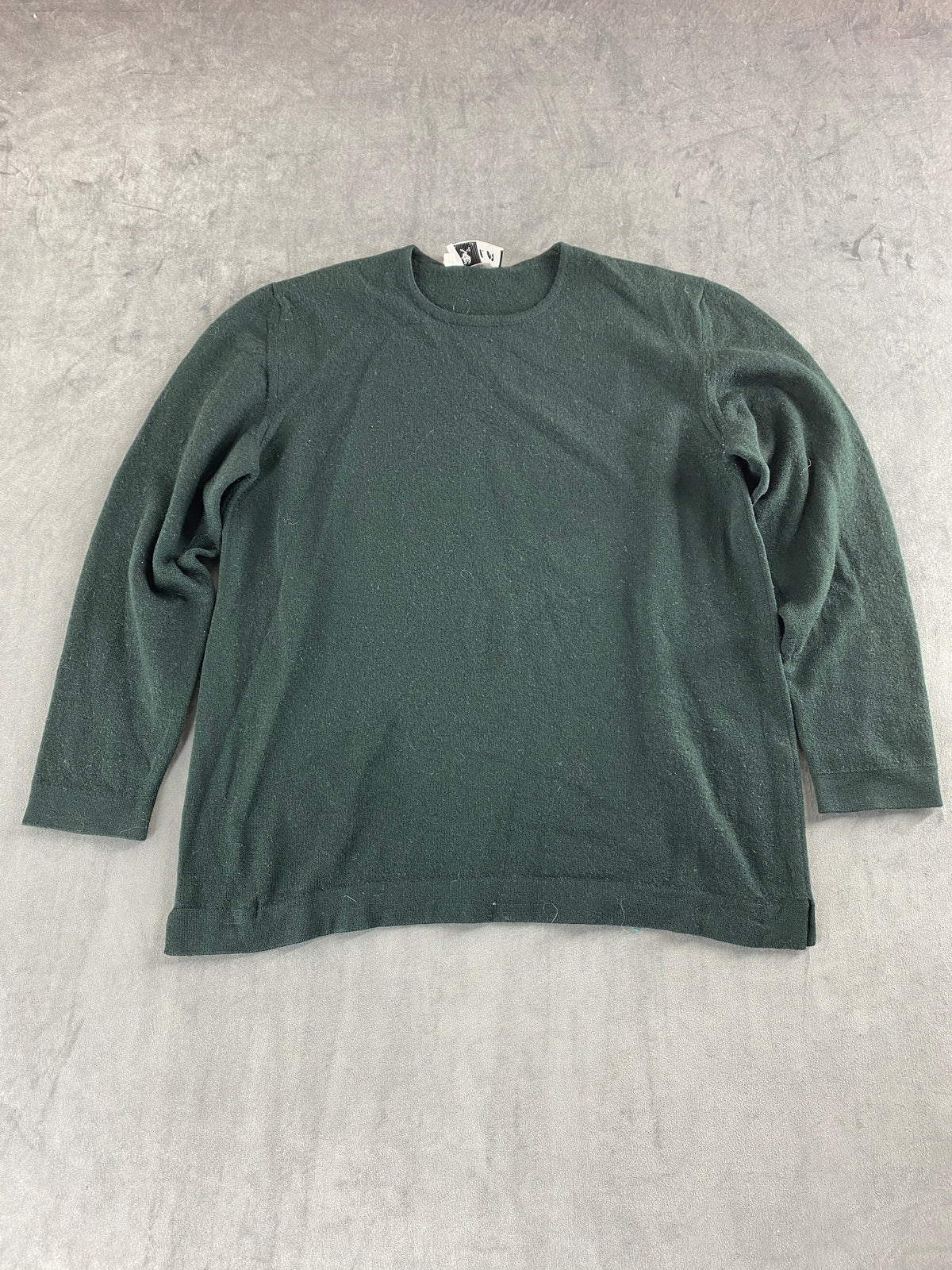 Maglione girocollo verde scuro in lana vintage – Donna Taglia M